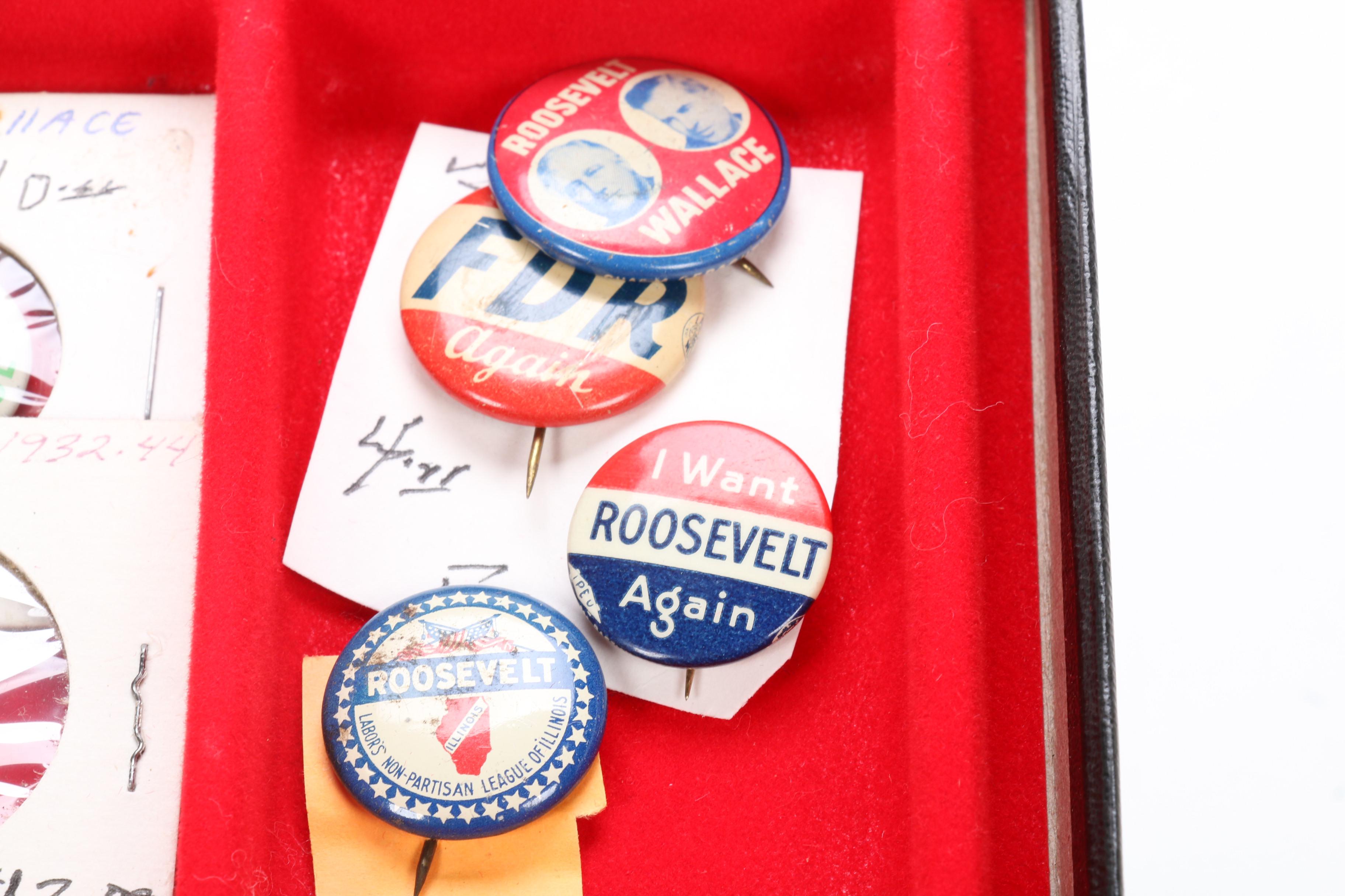 Theodore and Franklin Delano Roosevelt Campaign and Commemorative Pins