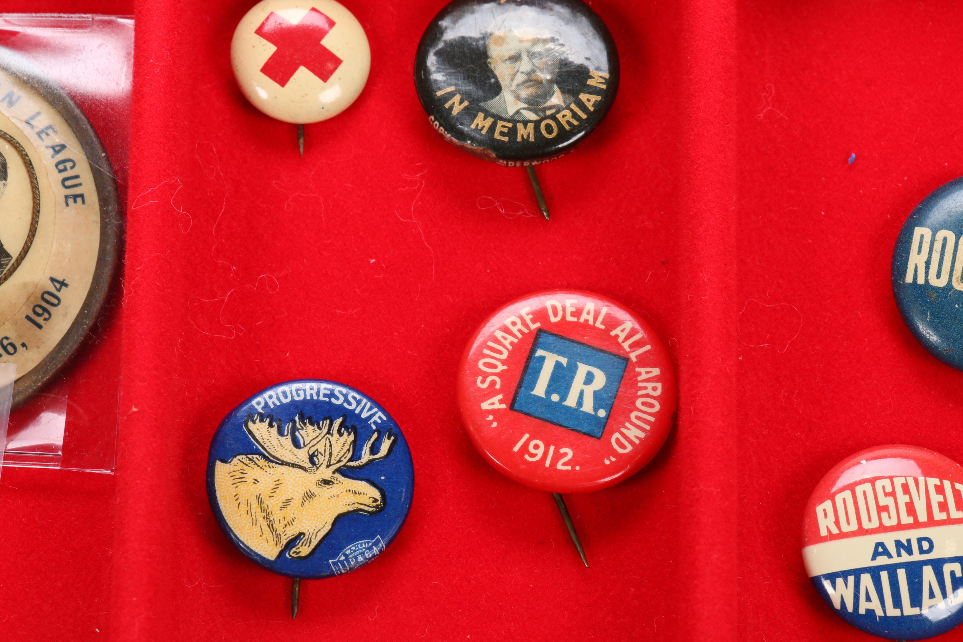 Theodore and Franklin Delano Roosevelt Campaign and Commemorative Pins