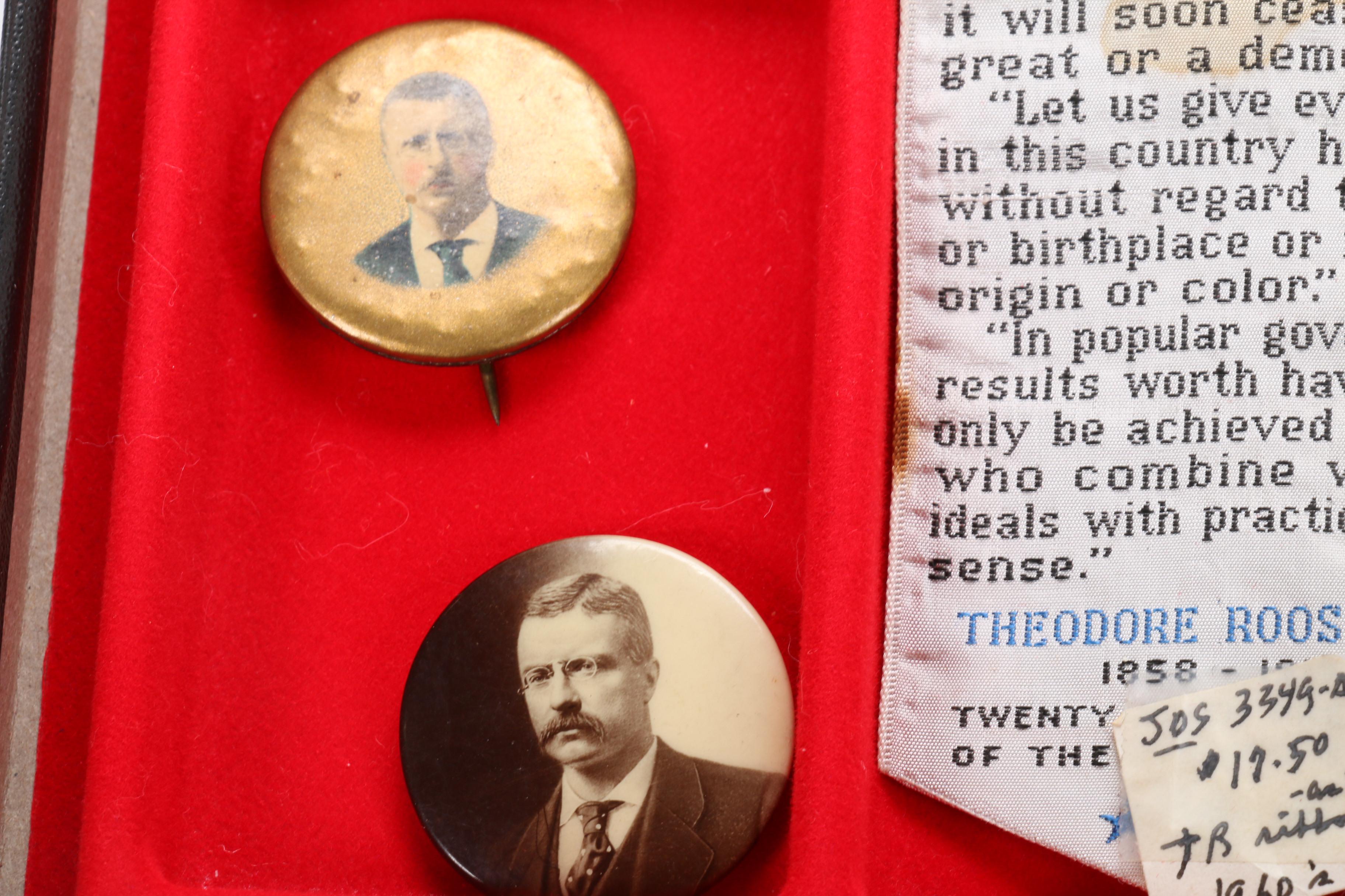 Theodore and Franklin Delano Roosevelt Campaign and Commemorative Pins