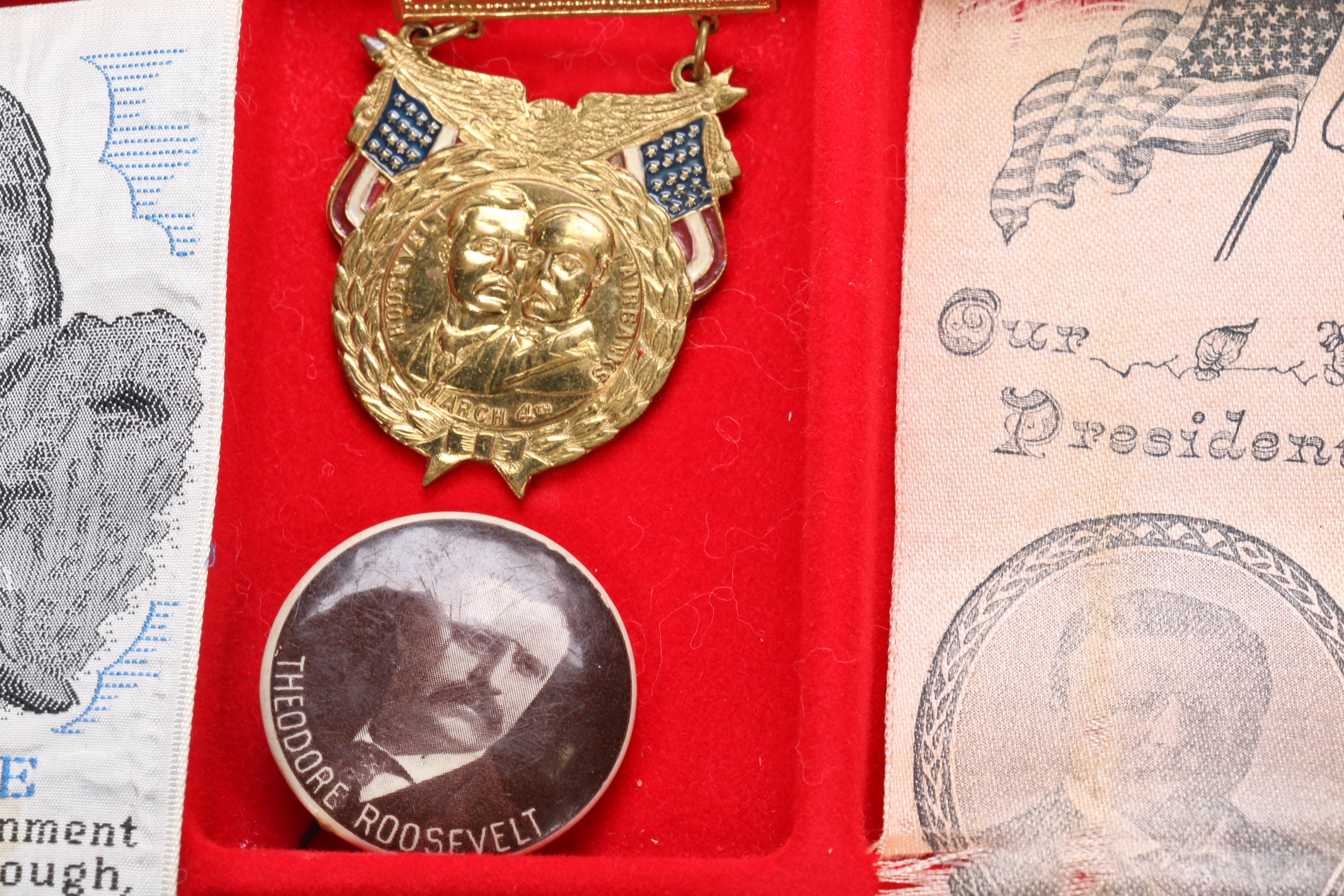 Theodore and Franklin Delano Roosevelt Campaign and Commemorative Pins