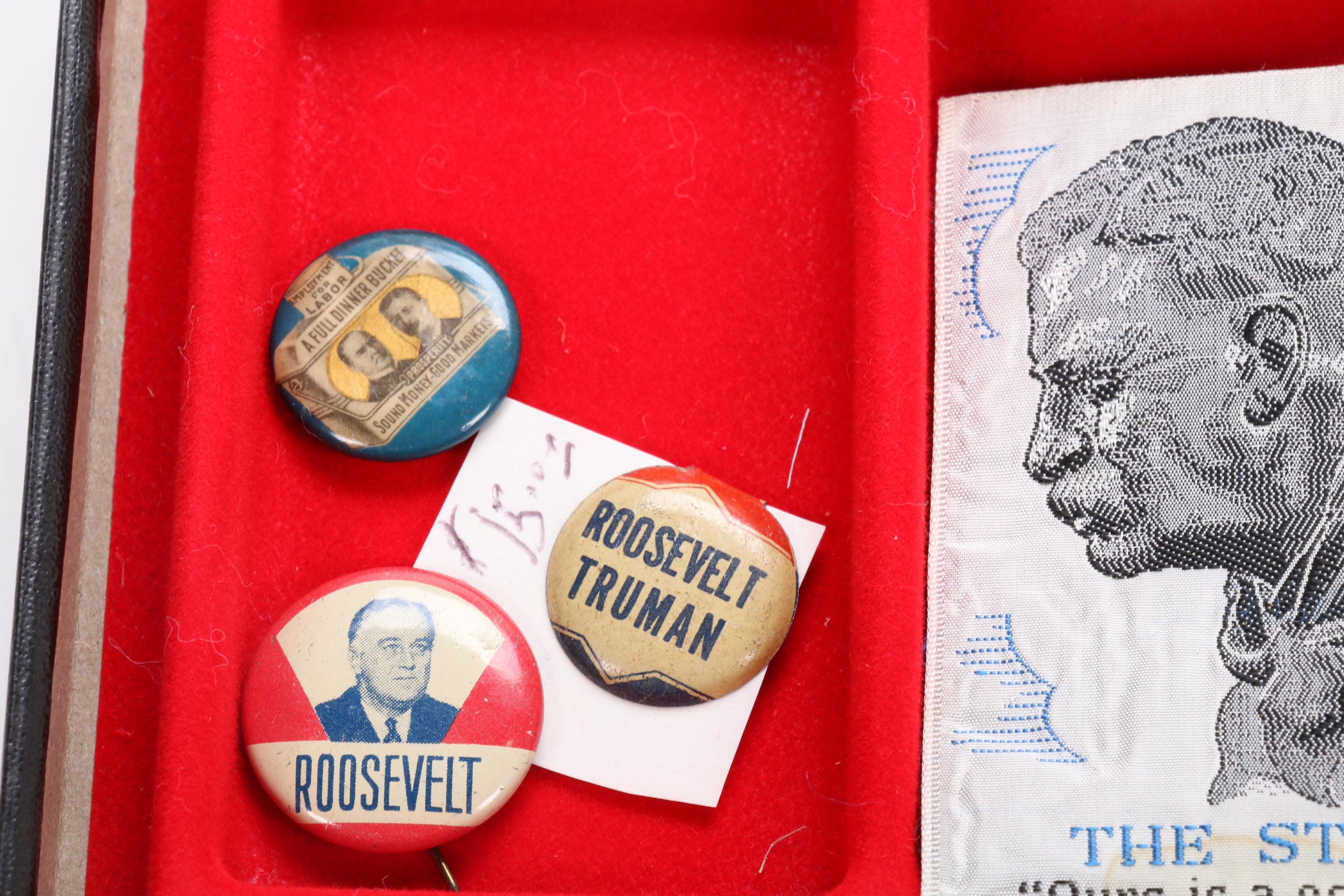 Theodore and Franklin Delano Roosevelt Campaign and Commemorative Pins
