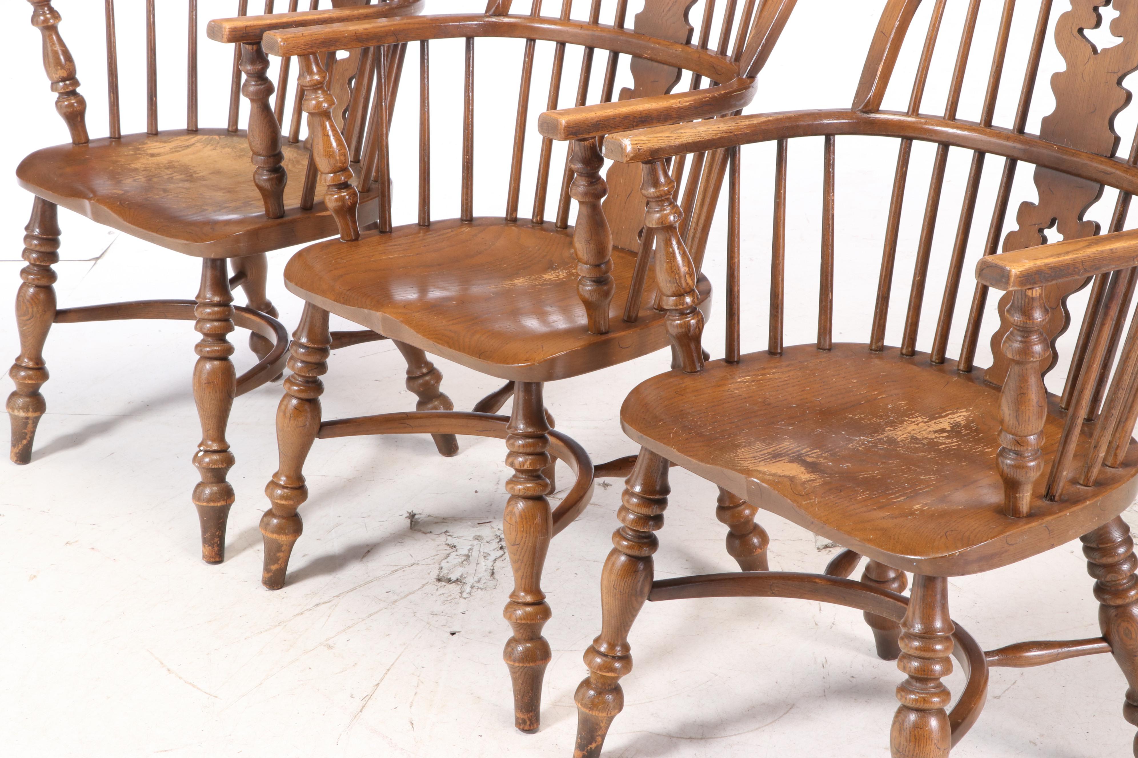 Conant Ball Oak Bow-Back Windsor Armchairs, Mid-20th Century