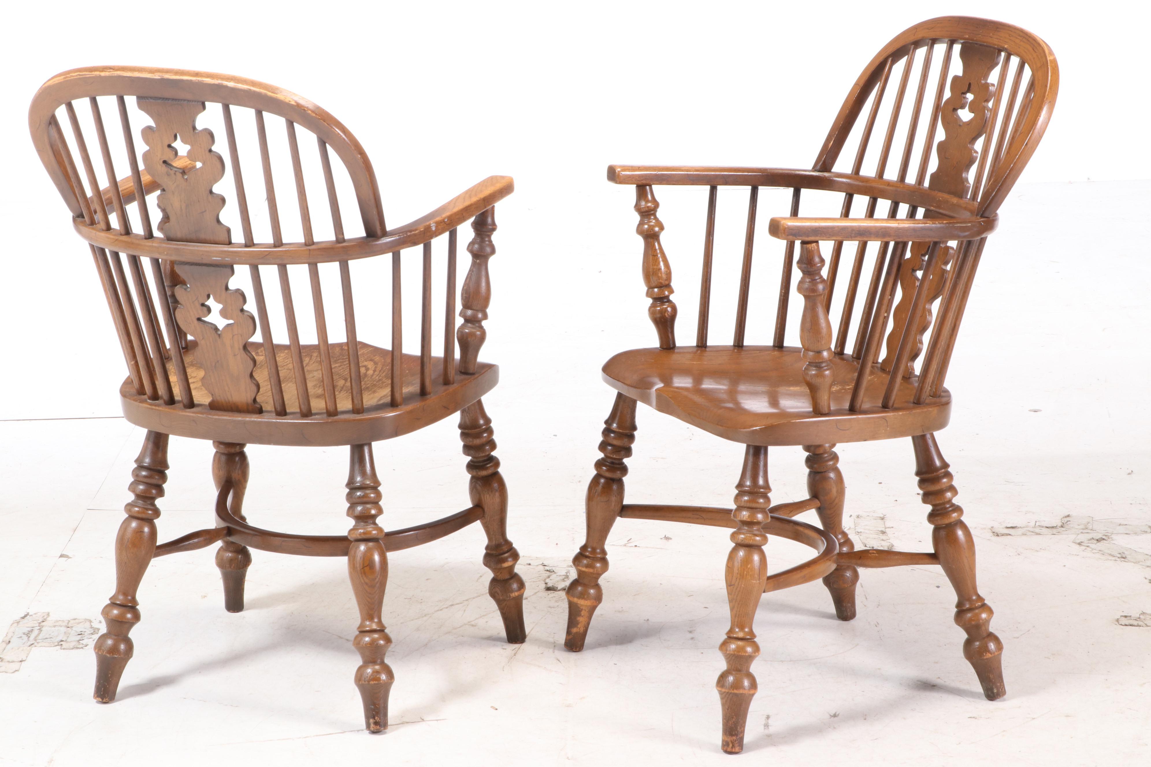 Conant Ball Oak Bow-Back Windsor Armchairs, Mid-20th Century