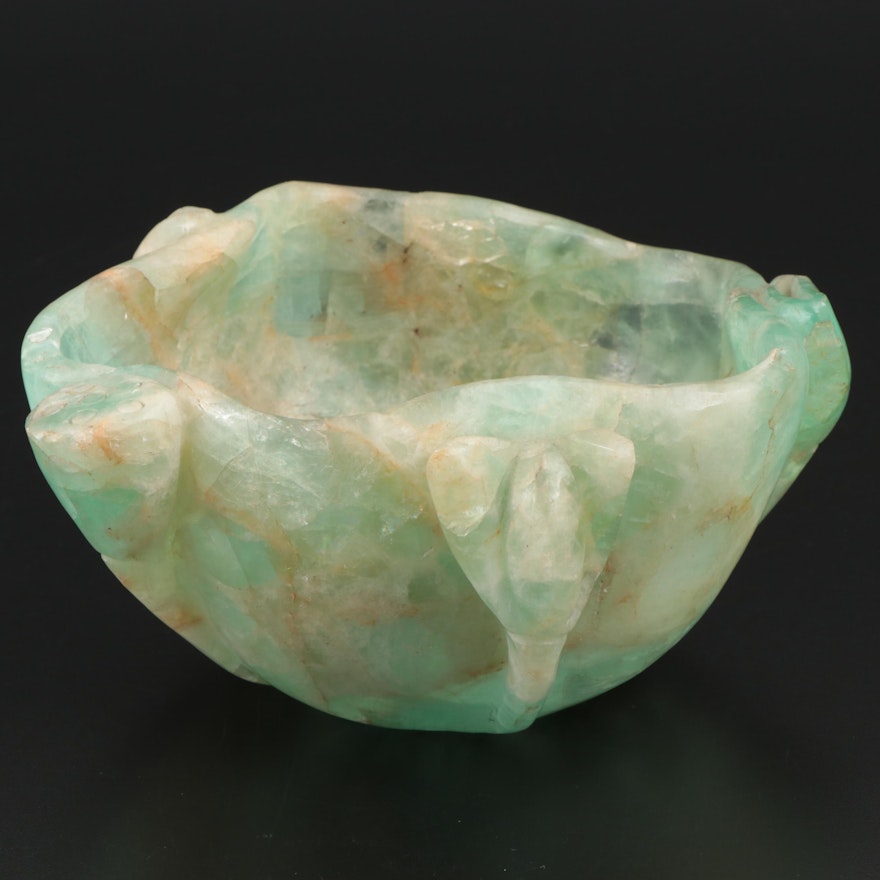 Chinese Carved Fluorite Lotus Form Bowl