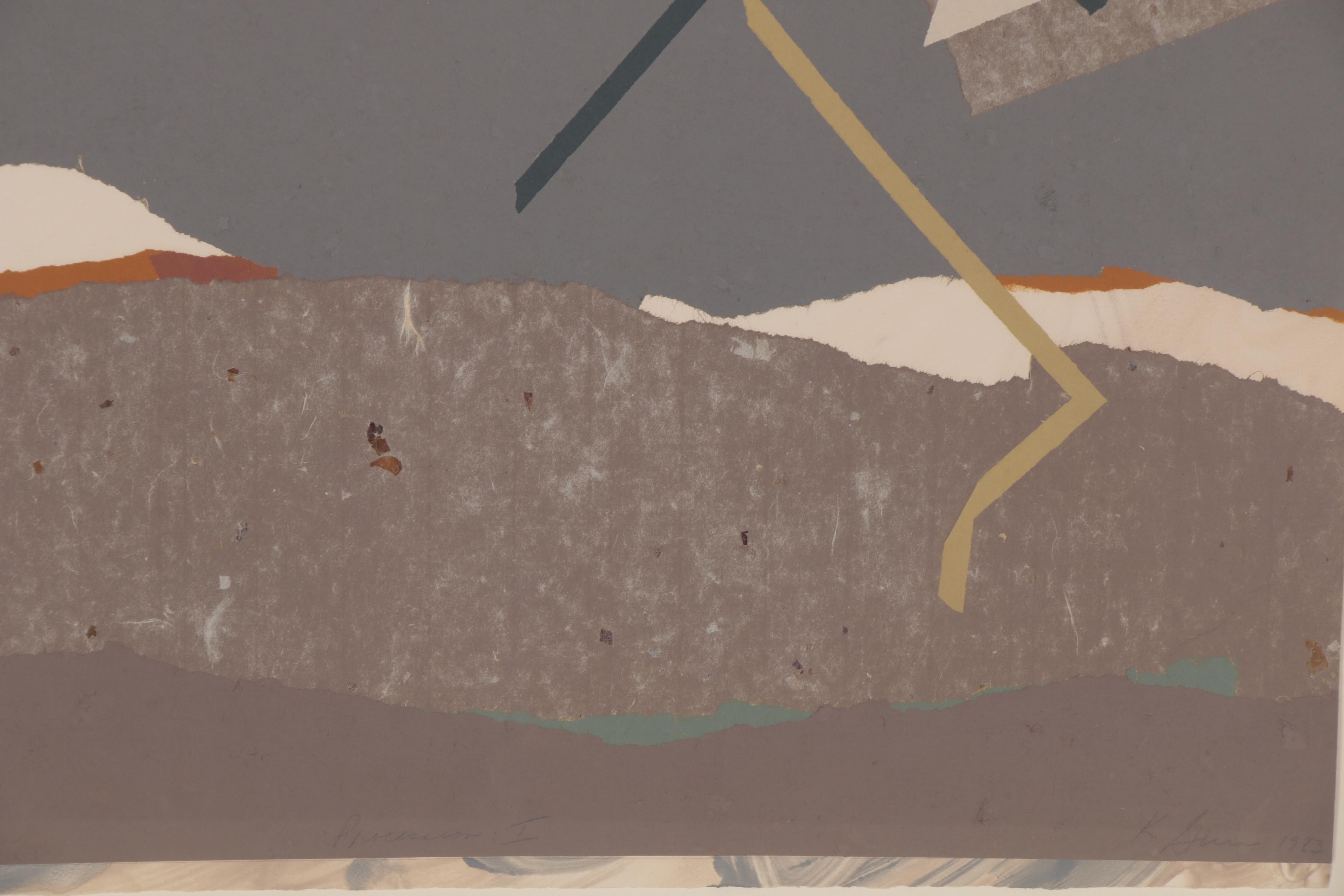 Kathy Gura Lithograph with Chine Collé "Procession: I," 1983