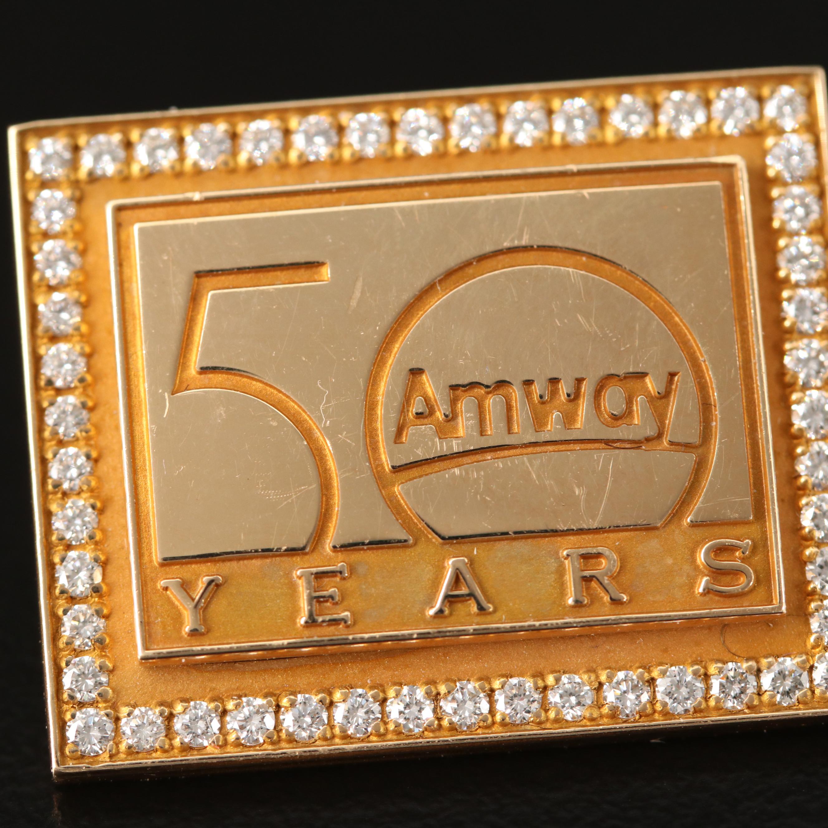 14K Diamond Amway Fifty Year Anniversary  Pin, One-Of-A-Kind