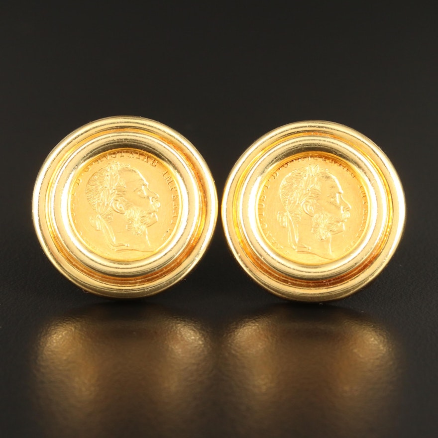 Lagos 18K Clip Earrings with 1915 Austrian 1-Ducat Gold Coins