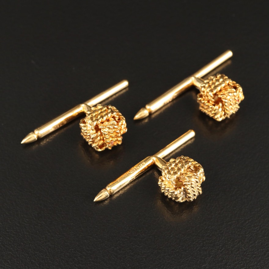 18K Shirt Studs Featuring Twisted Rope Knot Design