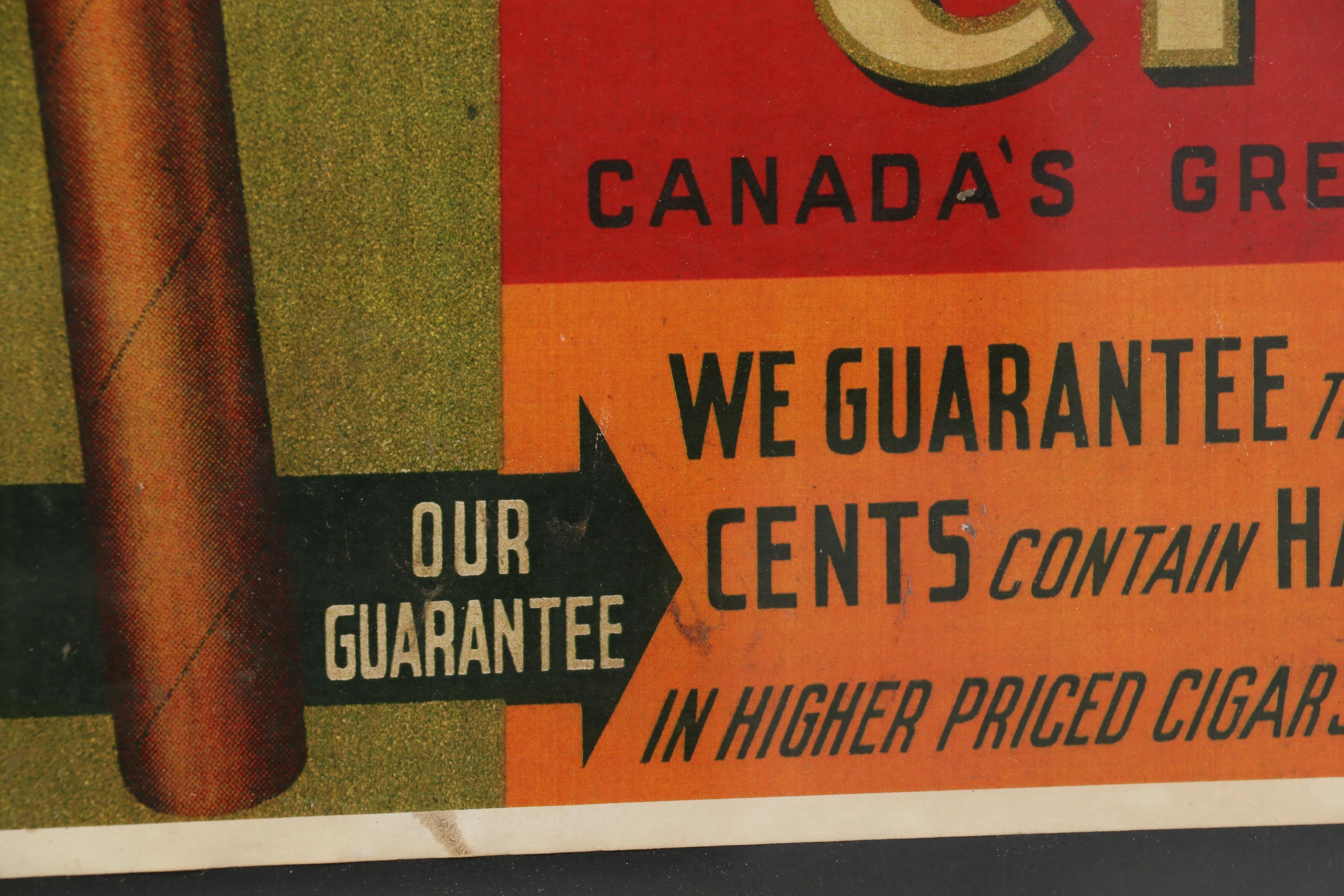 Trump Cigar Framed Letterpress Halftone Label, Late 19th to Early 20th Century