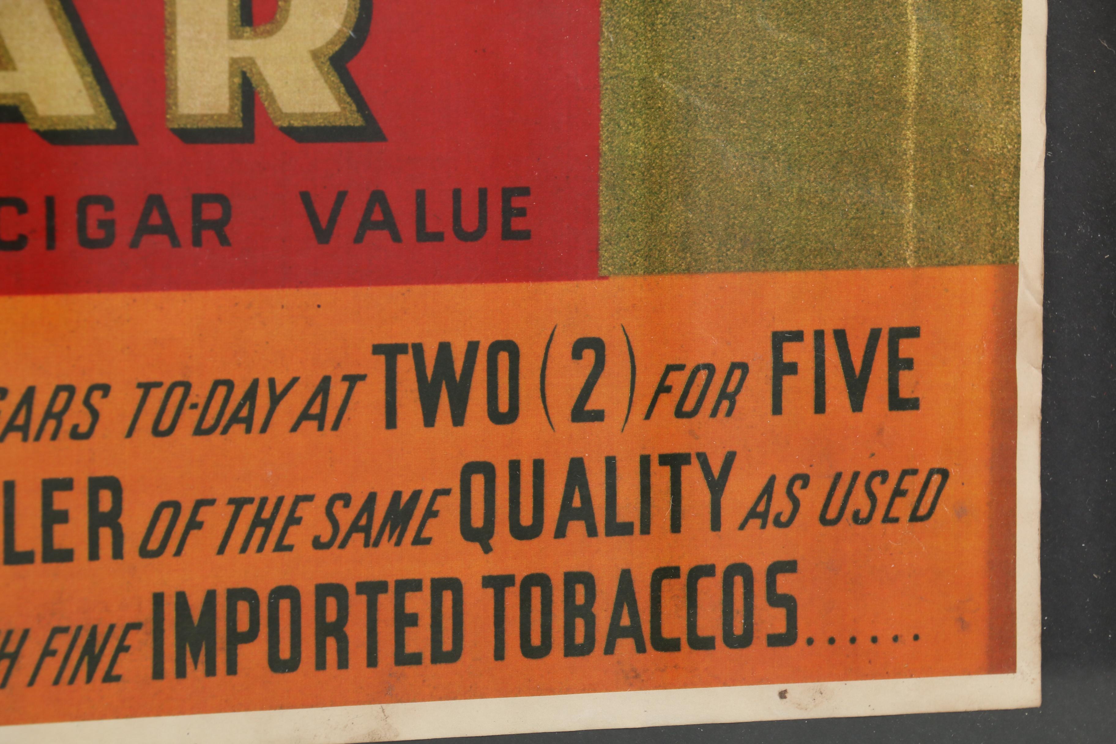 Trump Cigar Framed Letterpress Halftone Label, Late 19th to Early 20th Century