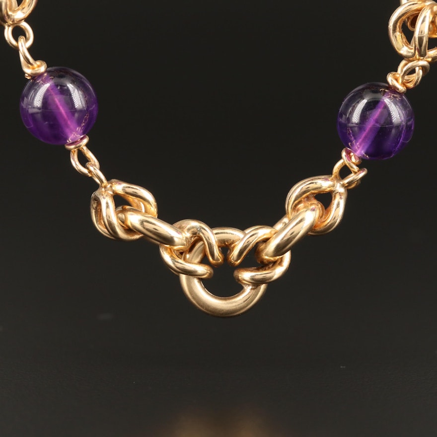 Endless 14K Amethyst Station Necklace