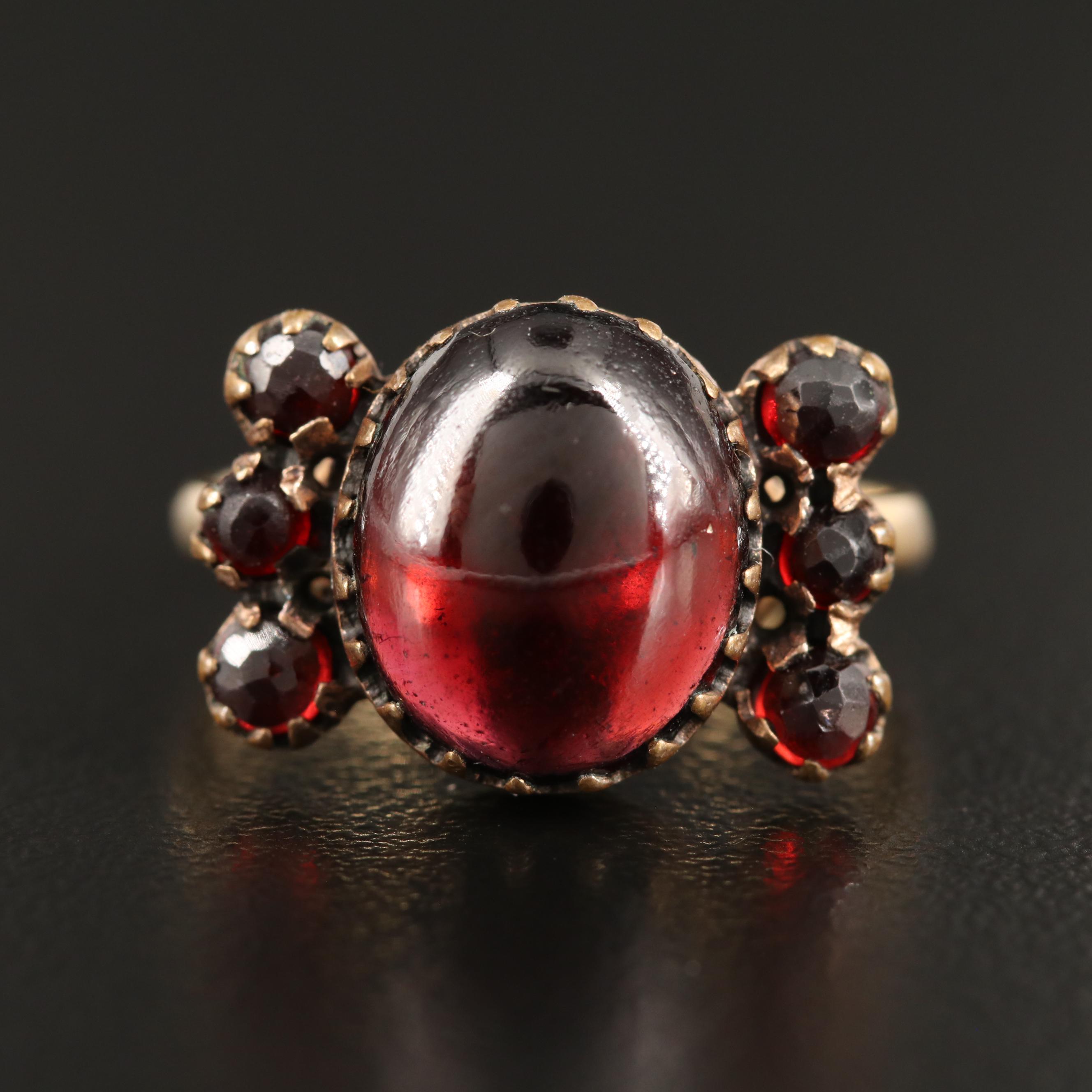 Vintage Bohemian Garnet Ring with 14K Herzog & Adams Shank