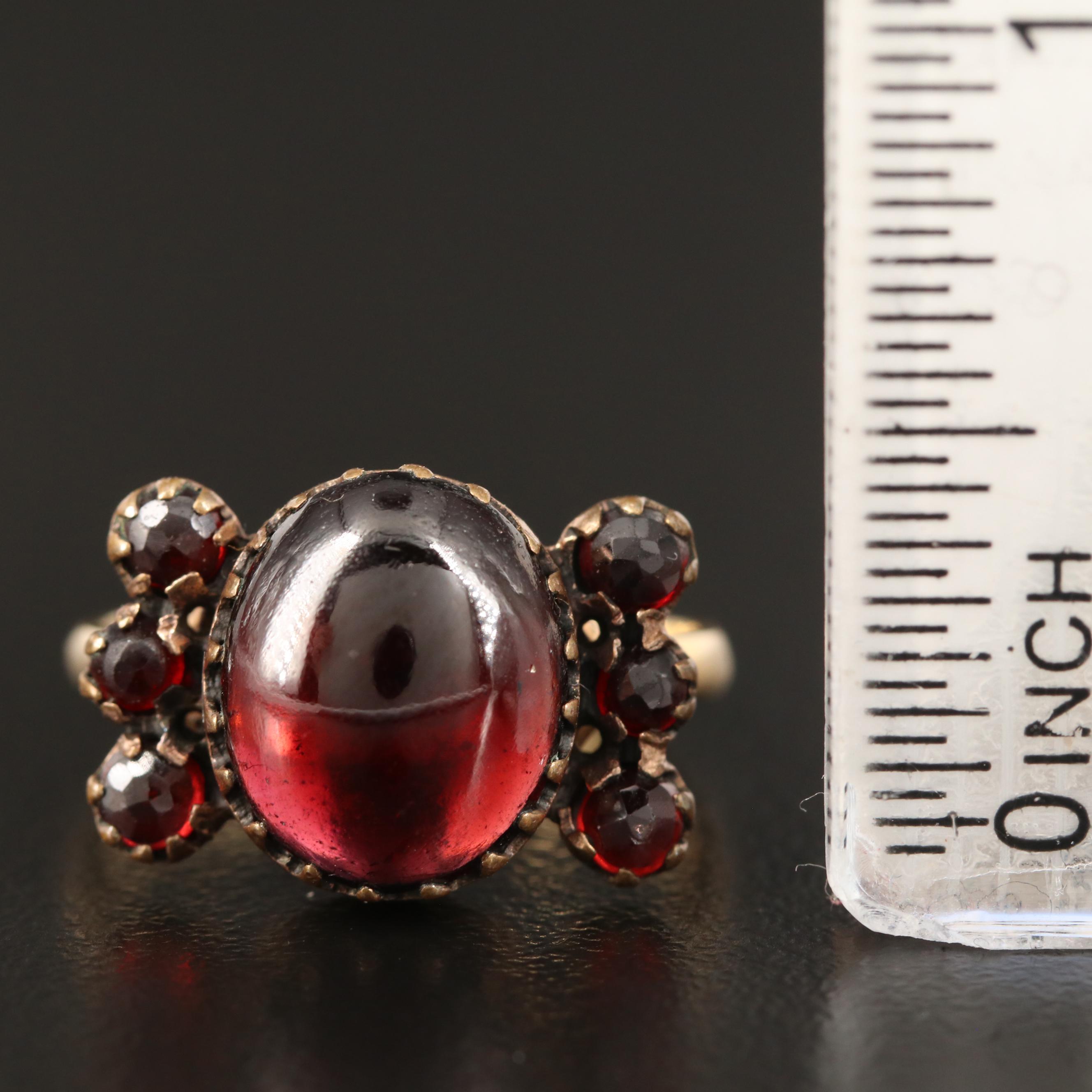 Vintage Bohemian Garnet Ring with 14K Herzog & Adams Shank