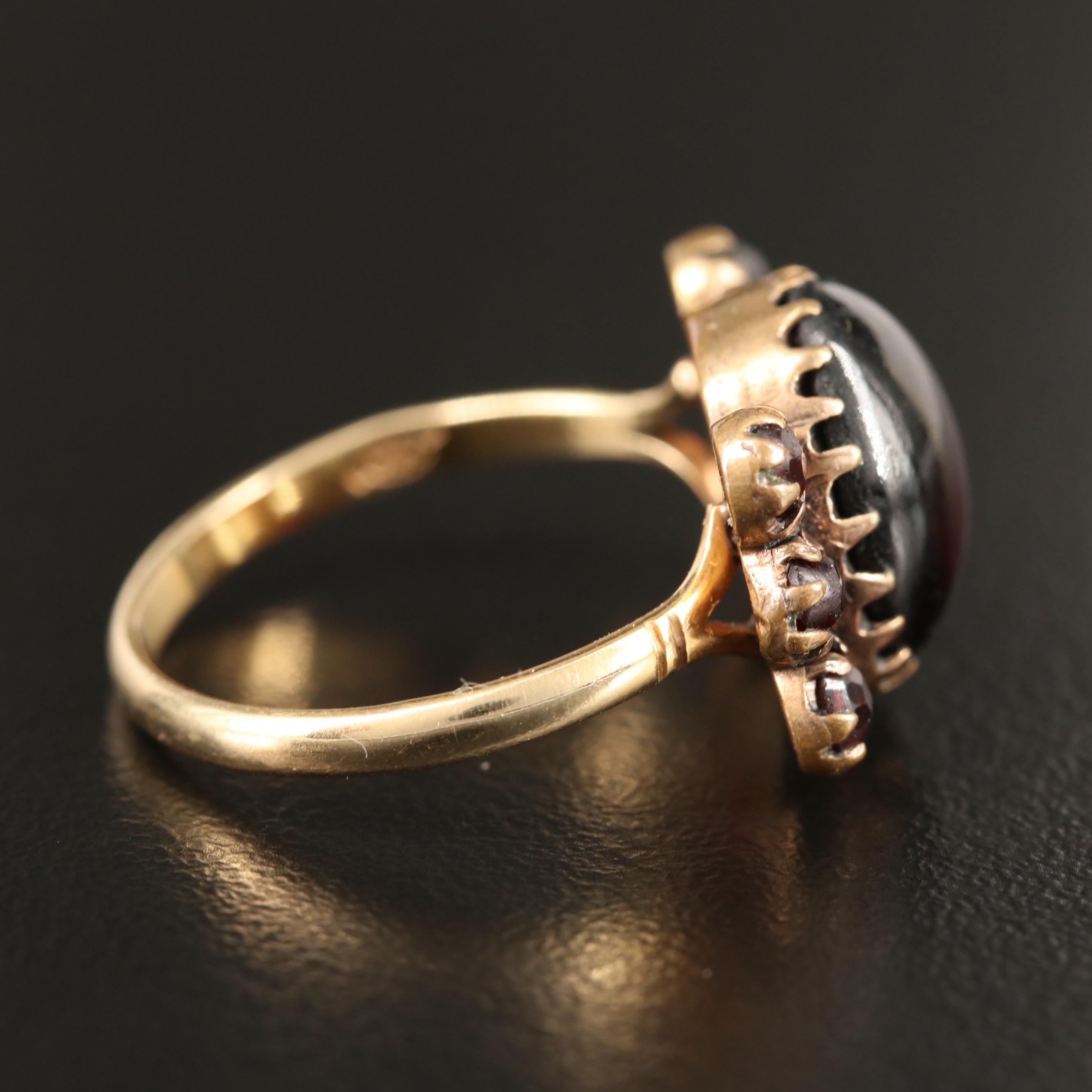 Vintage Bohemian Garnet Ring with 14K Herzog & Adams Shank