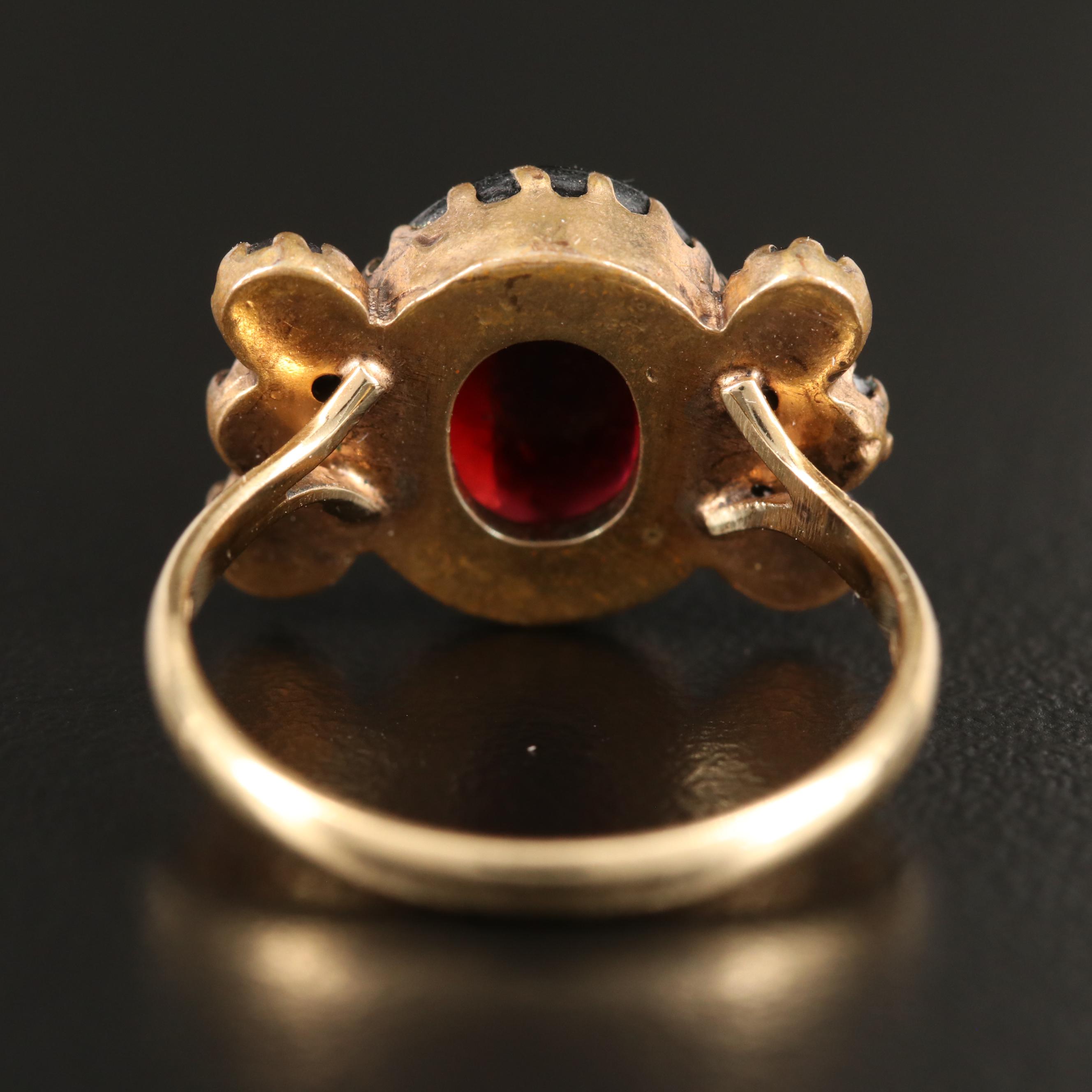 Vintage Bohemian Garnet Ring with 14K Herzog & Adams Shank