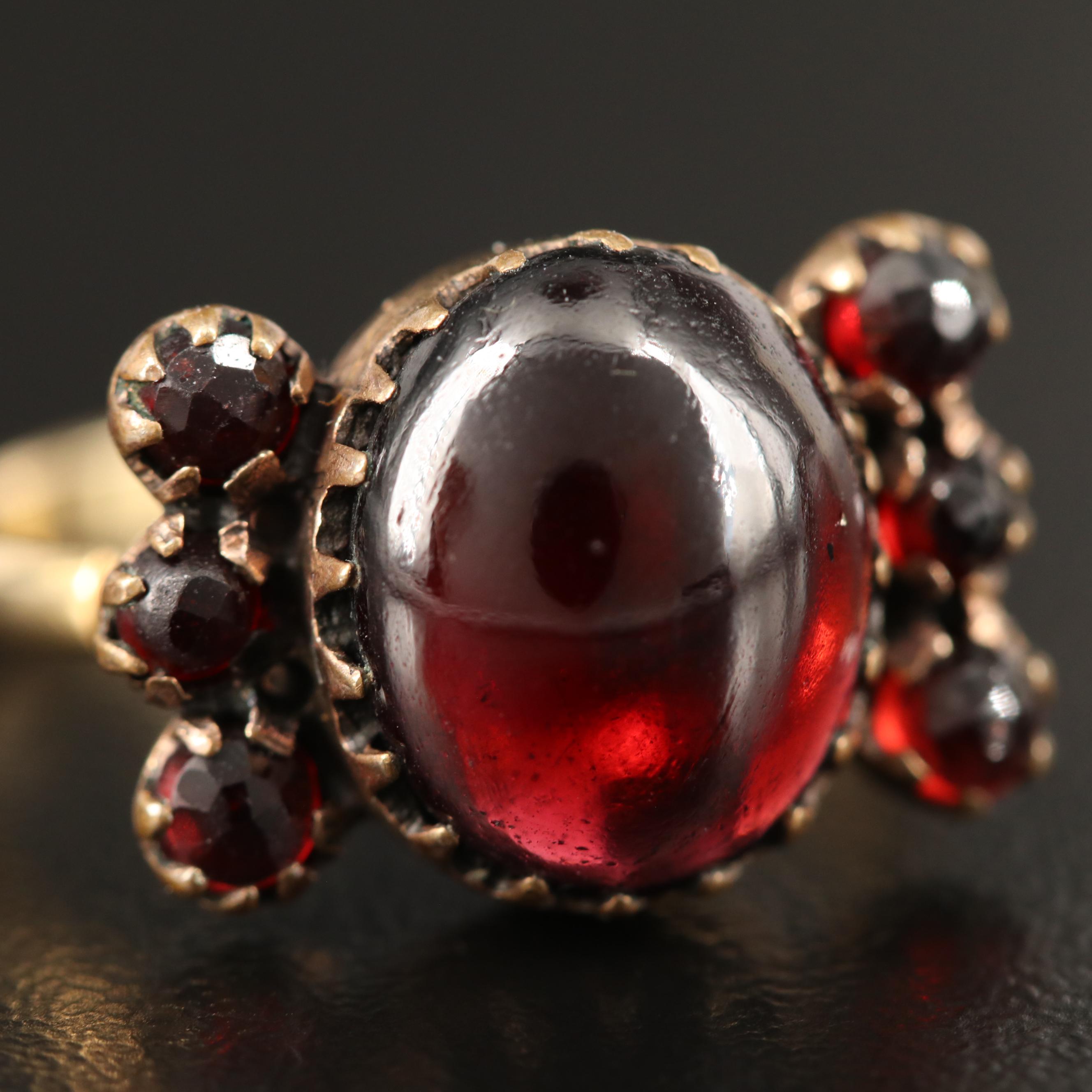 Vintage Bohemian Garnet Ring with 14K Herzog & Adams Shank