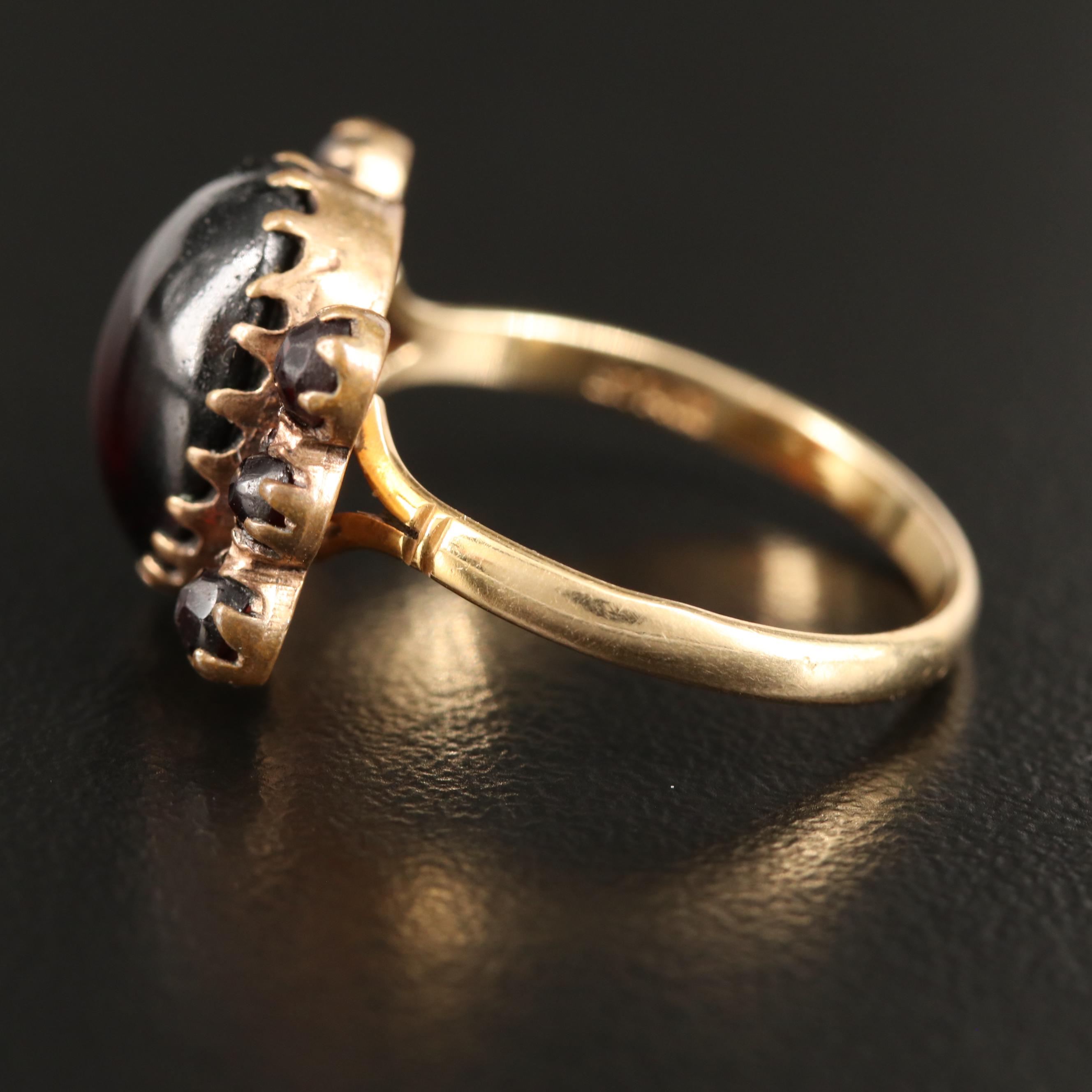 Vintage Bohemian Garnet Ring with 14K Herzog & Adams Shank