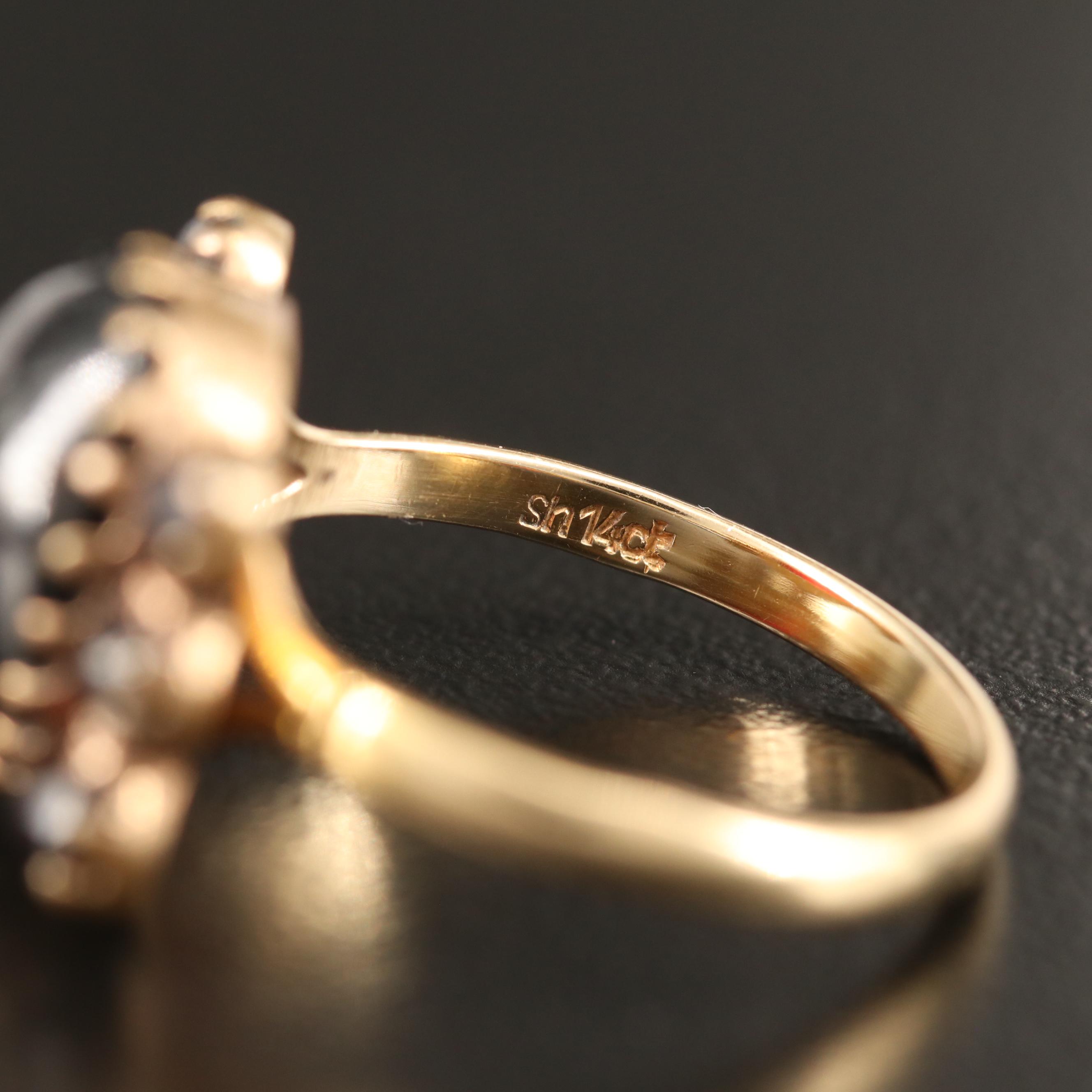 Vintage Bohemian Garnet Ring with 14K Herzog & Adams Shank