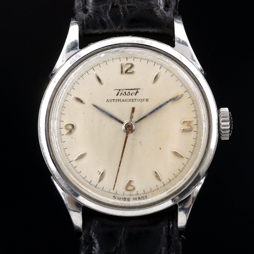 Vintage Tissot Stainless Steel Stem Wind Wristwatch