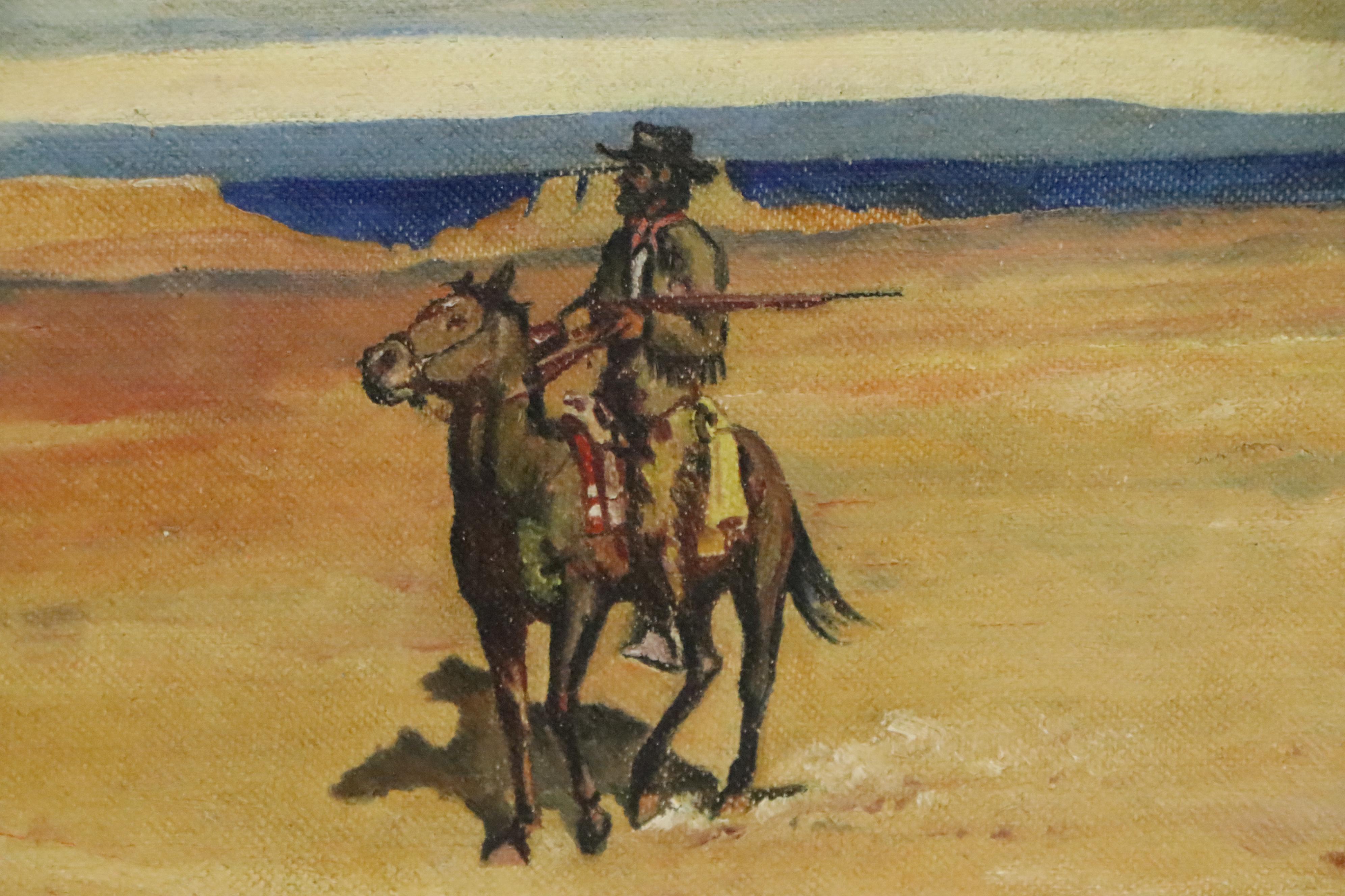 Oil Painting after Harold Von Schmidt of Cowboys on Horseback, 1948