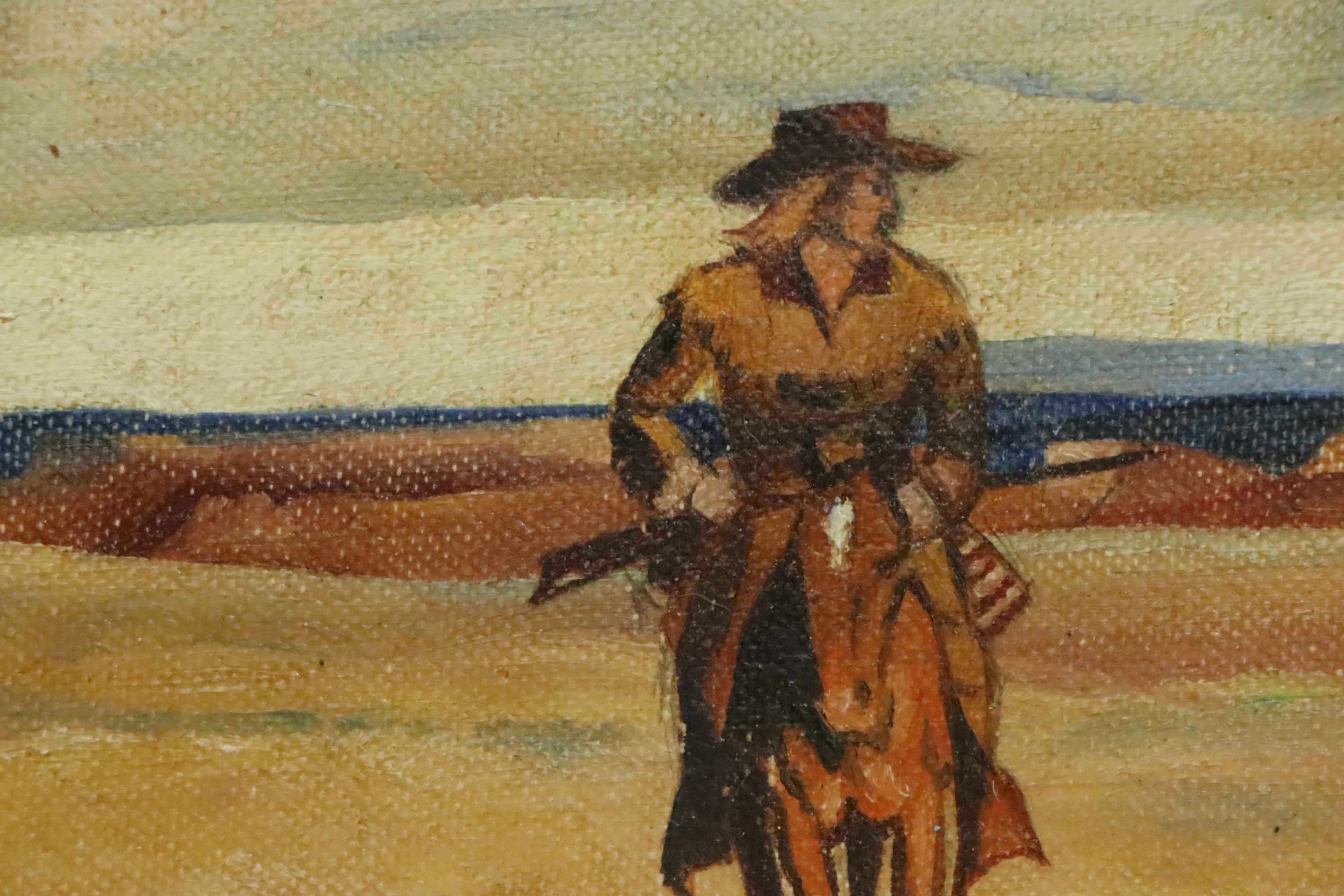 Oil Painting after Harold Von Schmidt of Cowboys on Horseback, 1948