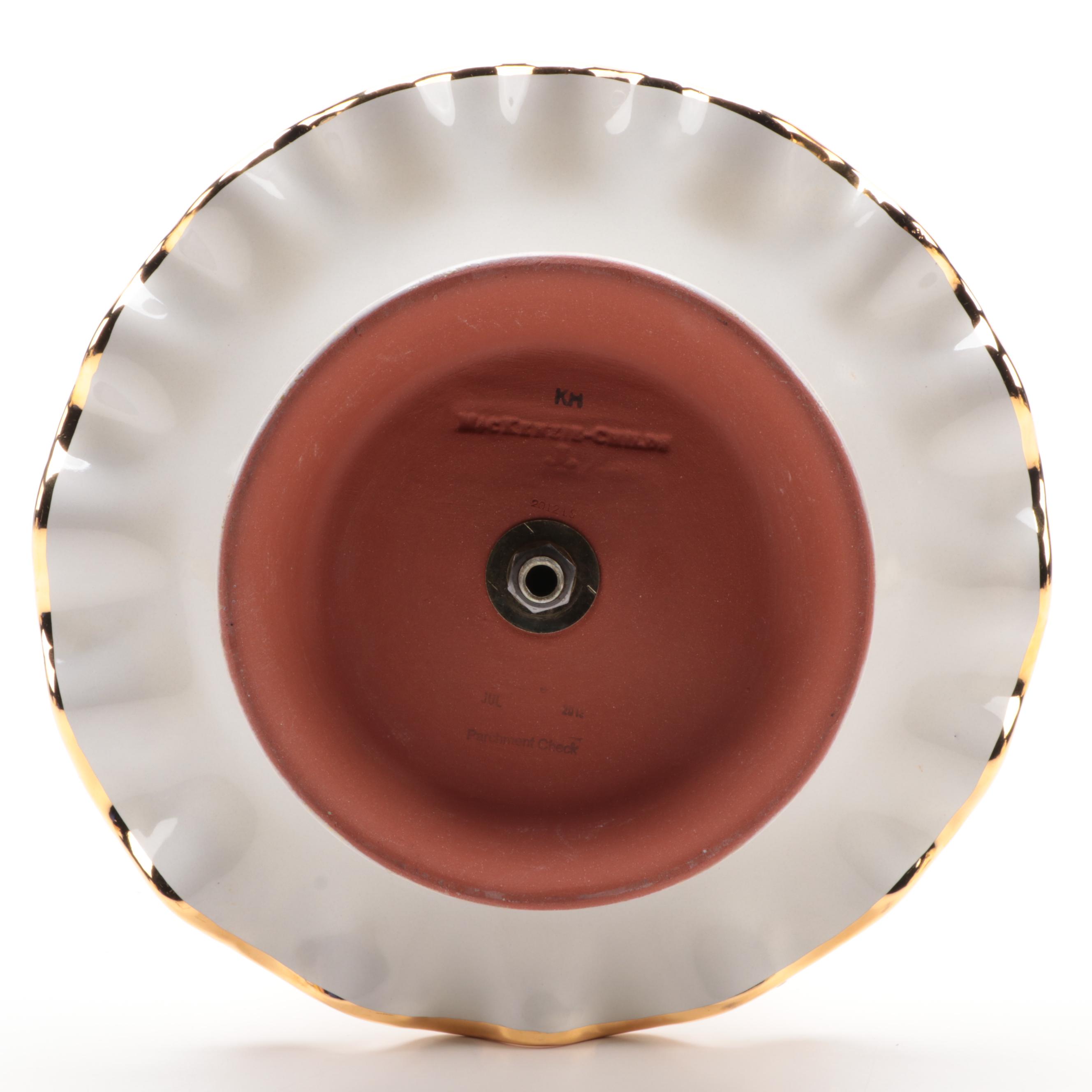 MacKenzie-Childs Enameled Metal Teapot with Tiered Serving Tray and Trivet