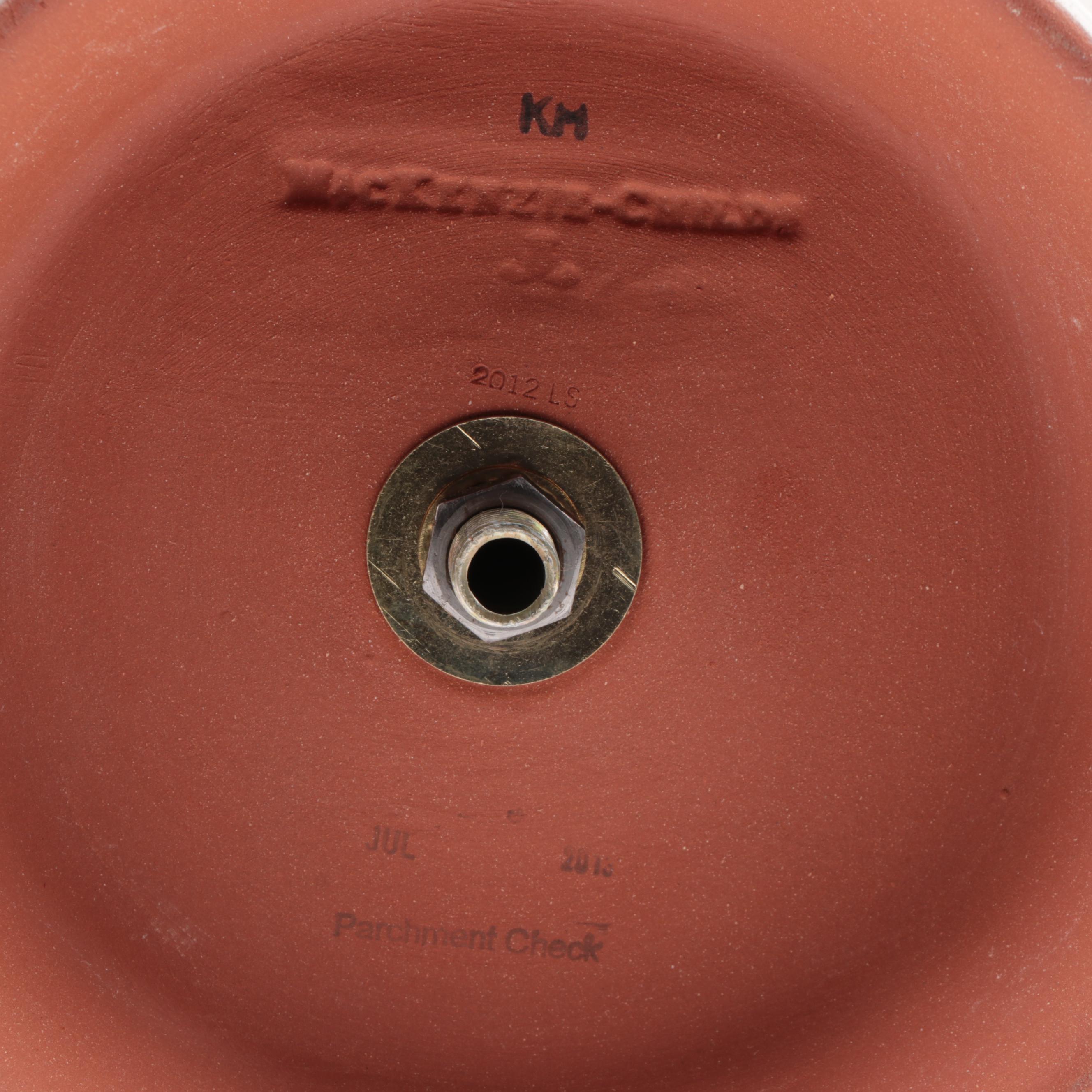 MacKenzie-Childs Enameled Metal Teapot with Tiered Serving Tray and Trivet