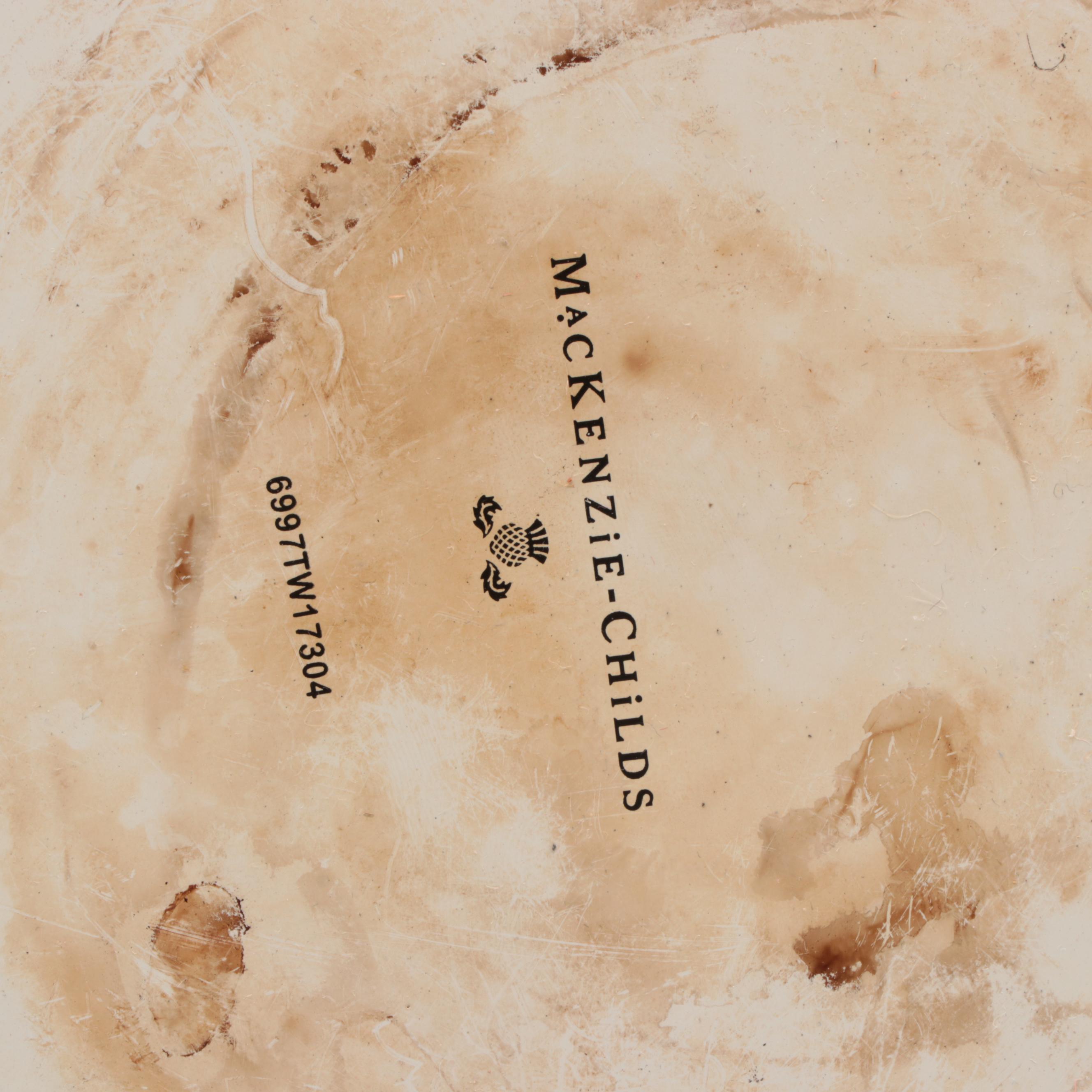 MacKenzie-Childs Enameled Metal Teapot with Tiered Serving Tray and Trivet