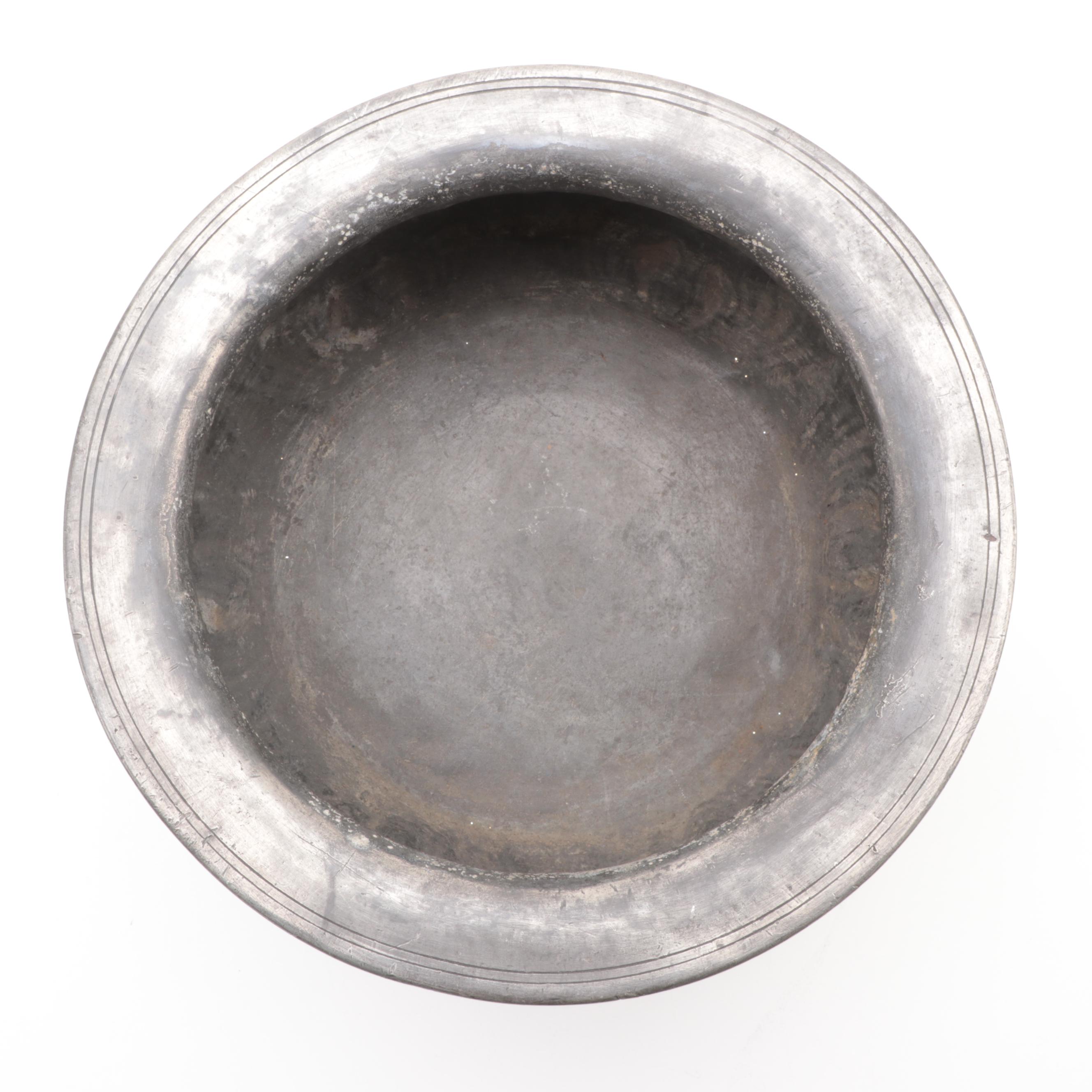 Pewter Trophy Tankard, Quart Stein, and Footed Bowl, Late 19th/Early 20th C.