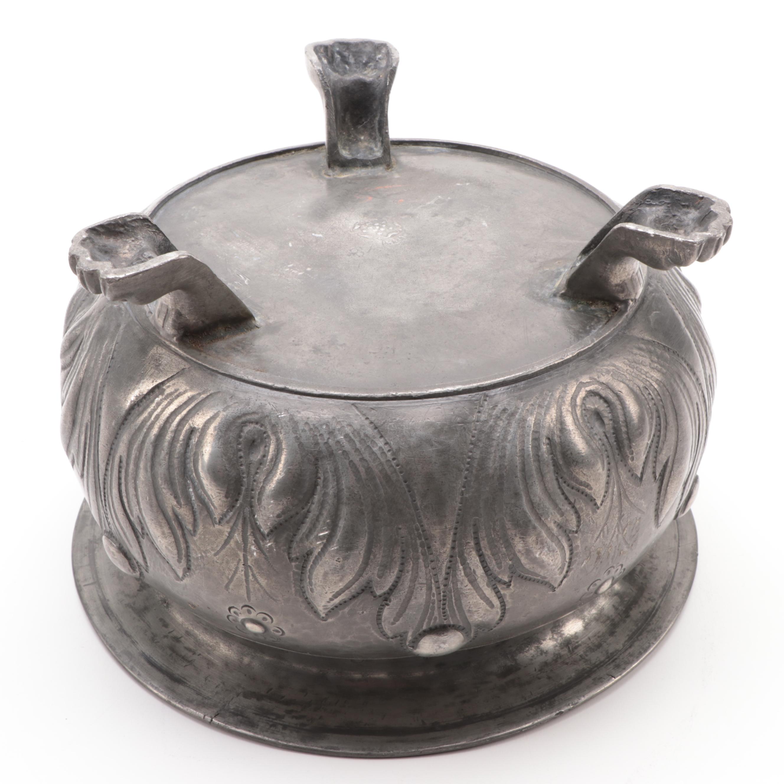Pewter Trophy Tankard, Quart Stein, and Footed Bowl, Late 19th/Early 20th C.