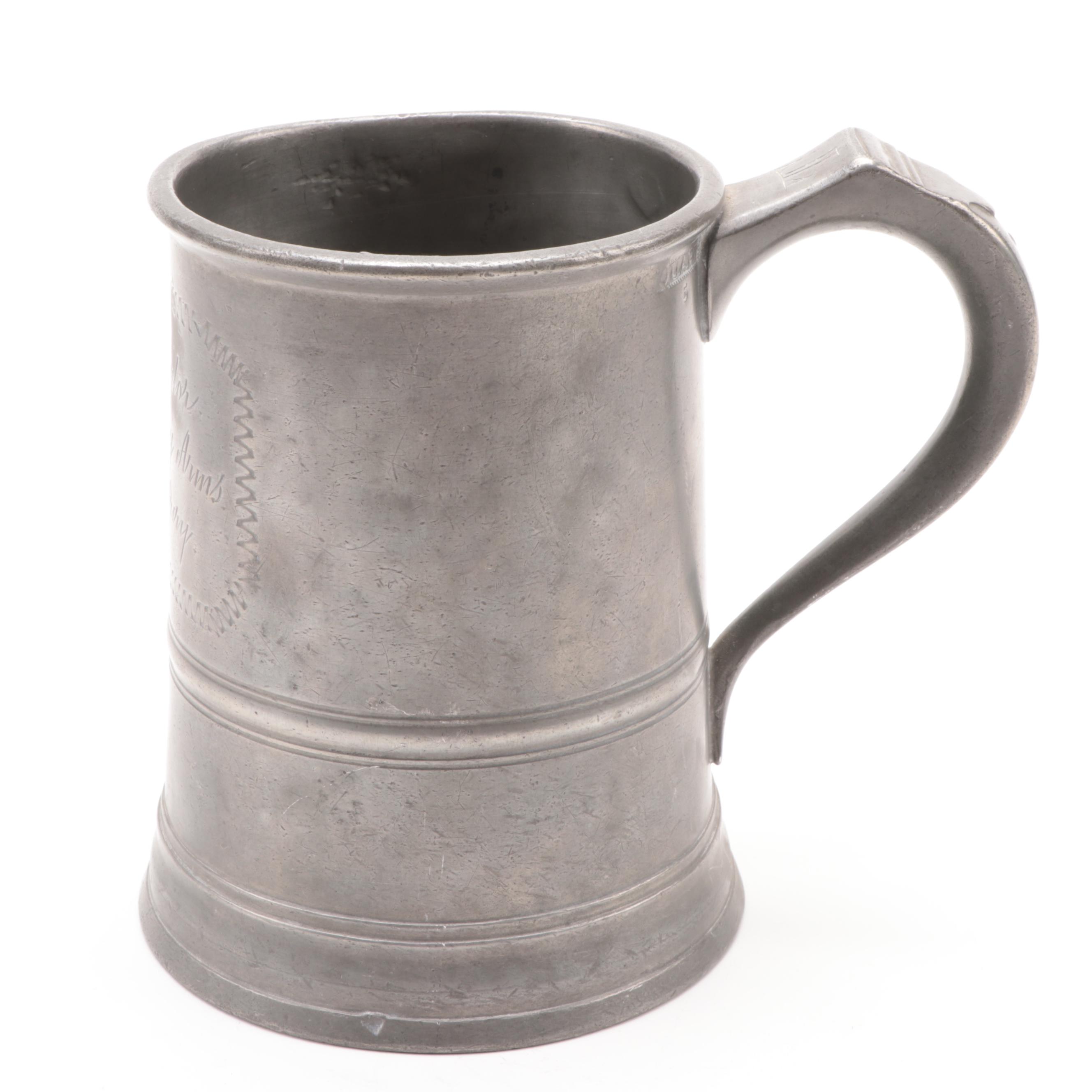 Pewter Trophy Tankard, Quart Stein, and Footed Bowl, Late 19th/Early 20th C.