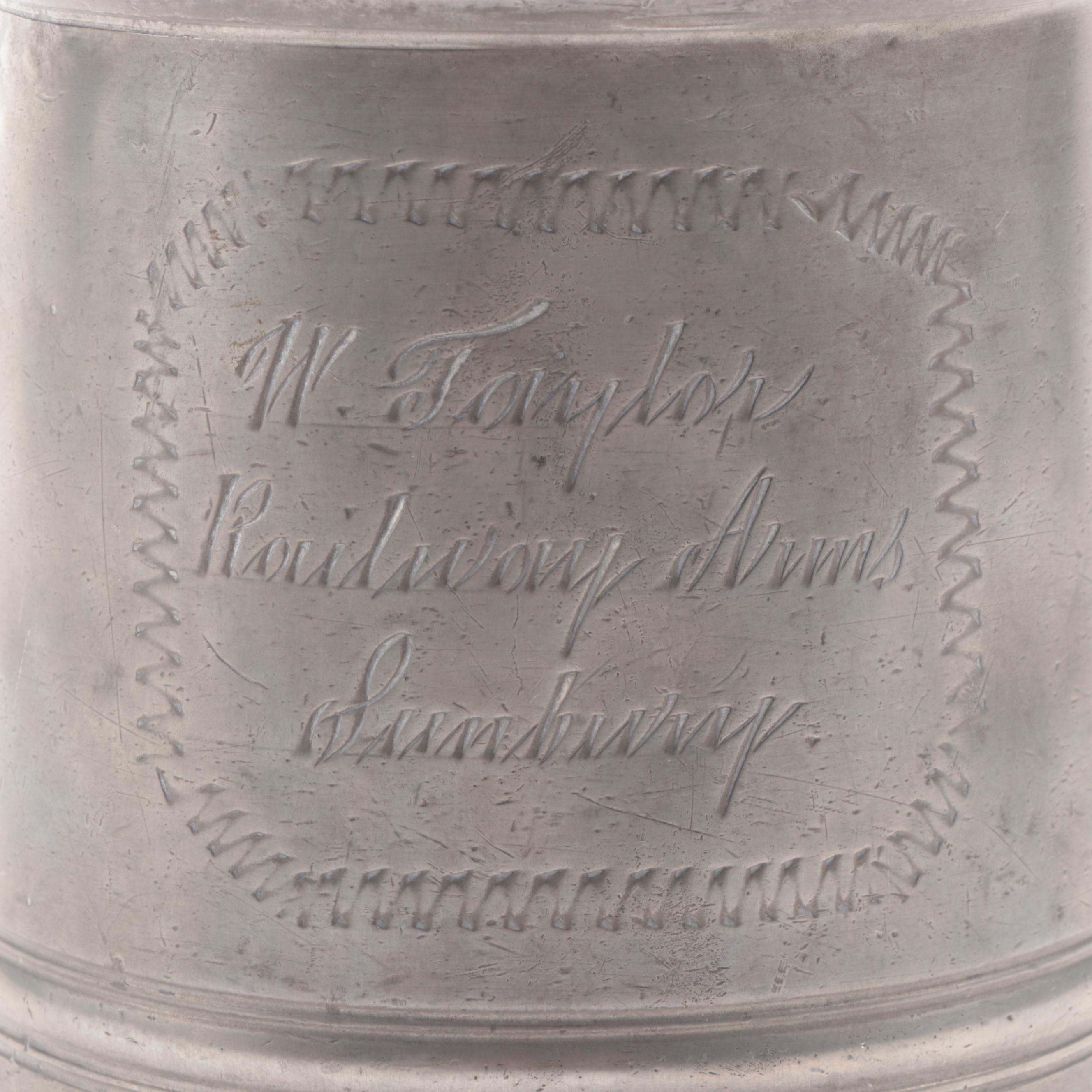 Pewter Trophy Tankard, Quart Stein, and Footed Bowl, Late 19th/Early 20th C.