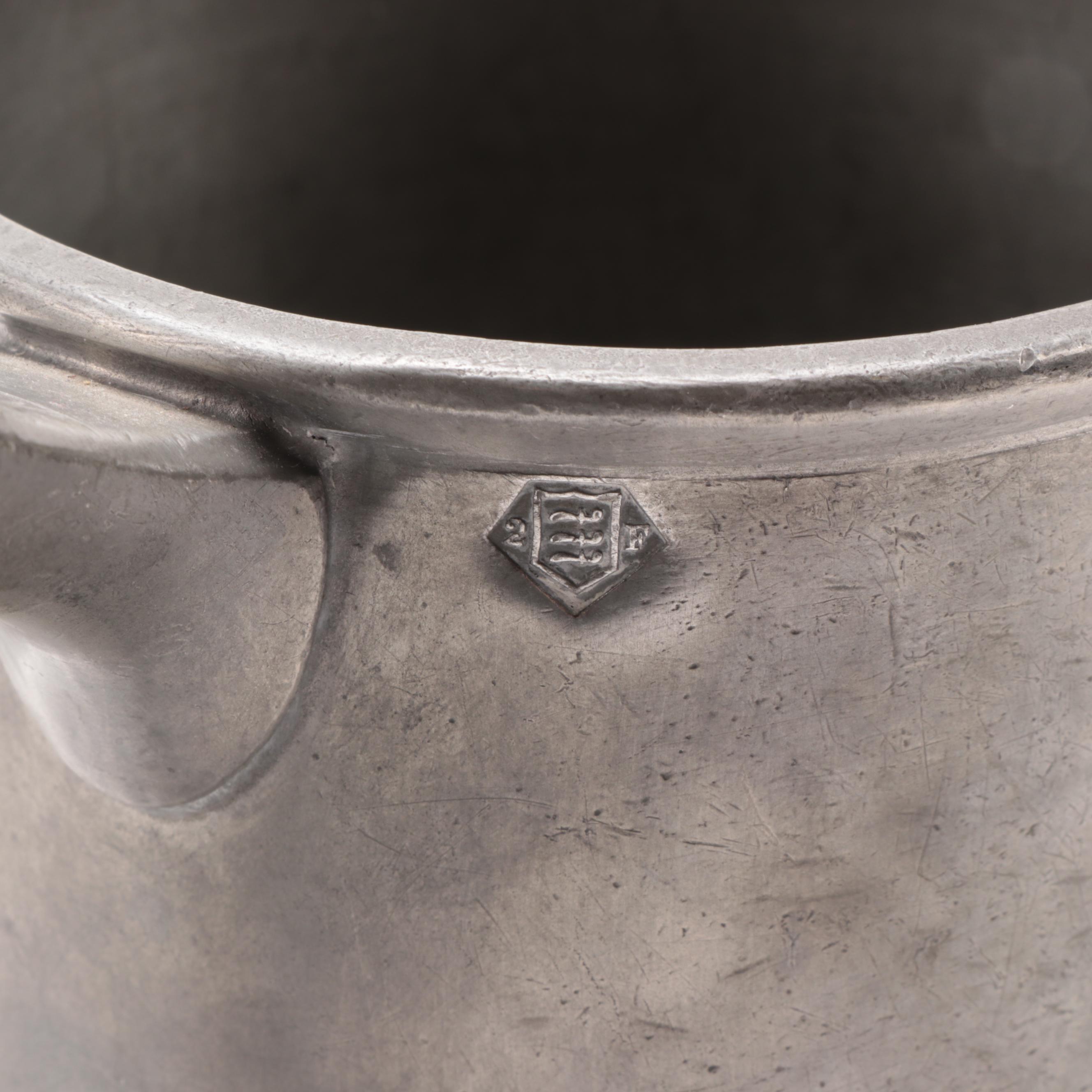 Pewter Trophy Tankard, Quart Stein, and Footed Bowl, Late 19th/Early 20th C.