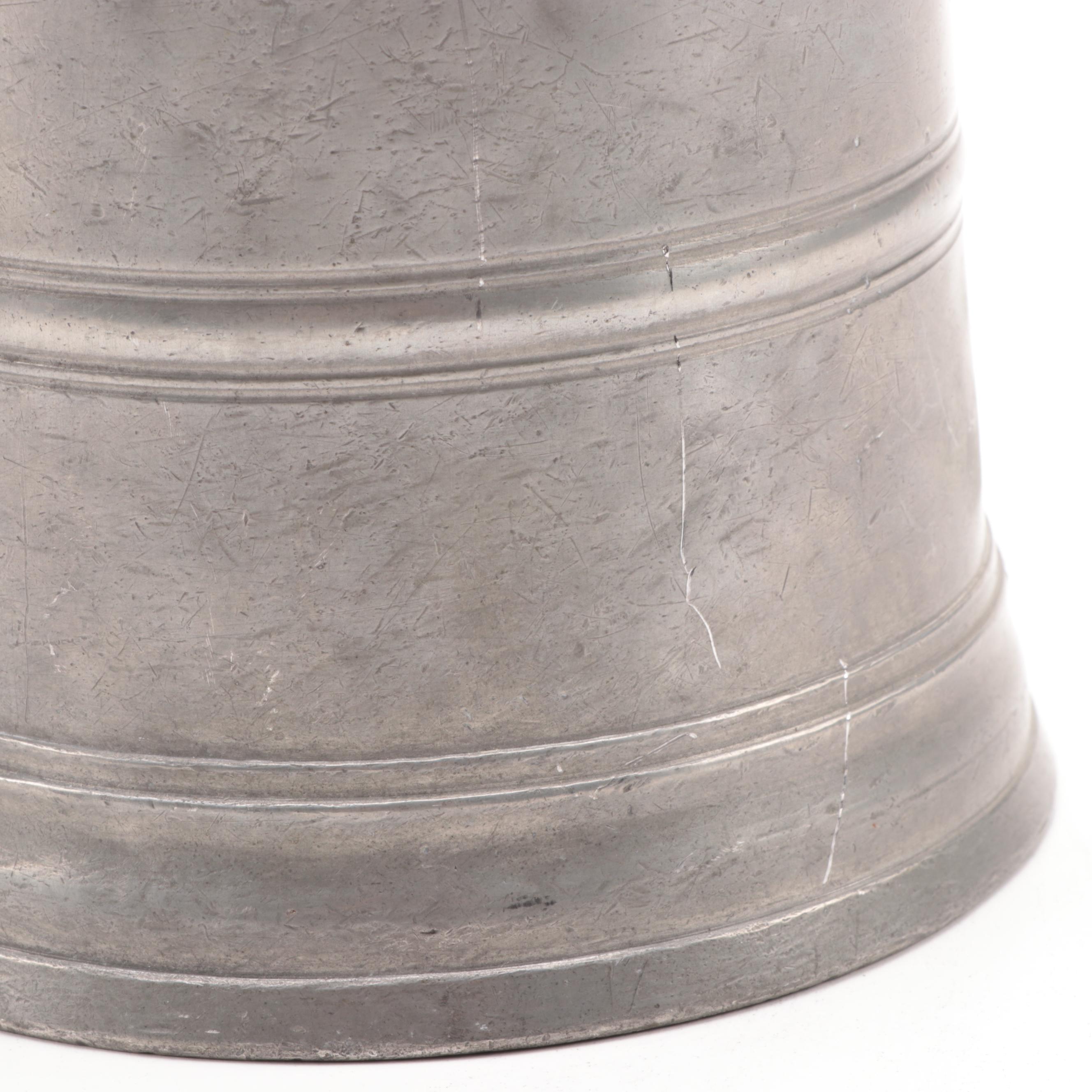 Pewter Trophy Tankard, Quart Stein, and Footed Bowl, Late 19th/Early 20th C.