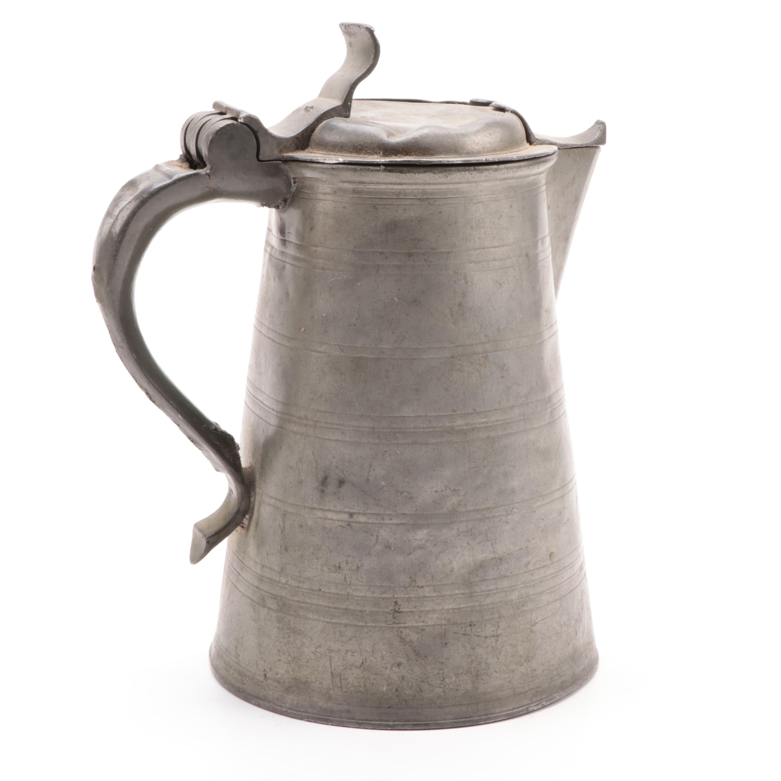 James Dixon and Son Pewter Creamer and Sugar with Other Pewter Kitchenware