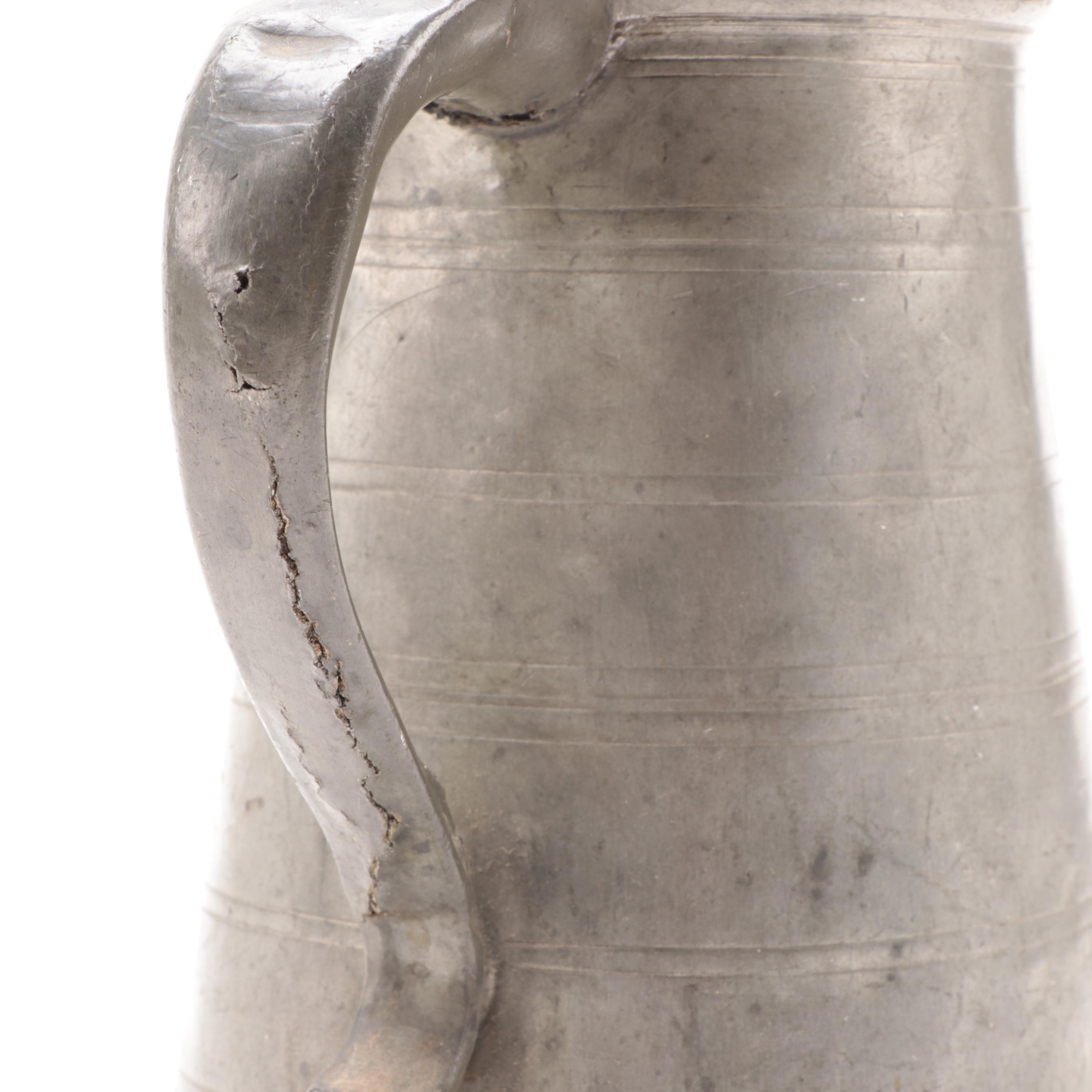 James Dixon and Son Pewter Creamer and Sugar with Other Pewter Kitchenware