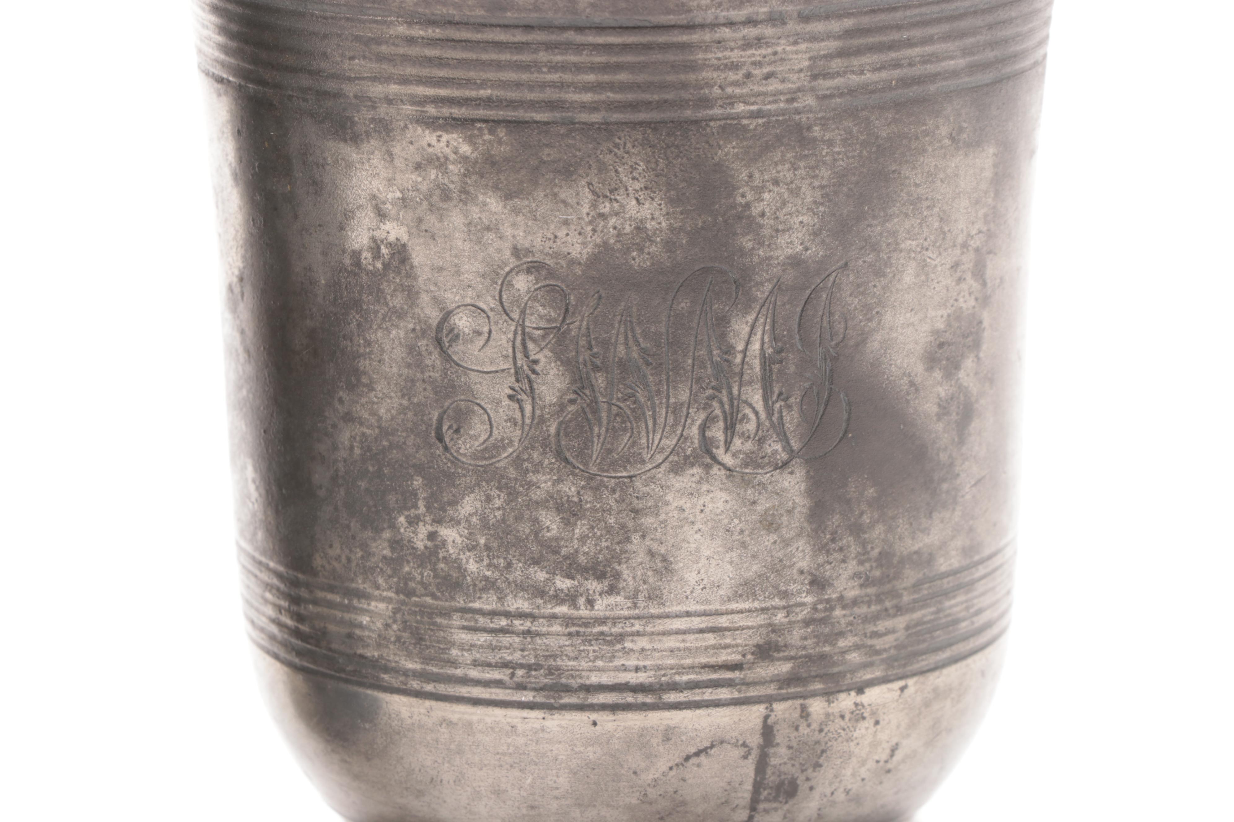 James Dixon and Son Pewter Creamer and Sugar with Other Pewter Kitchenware