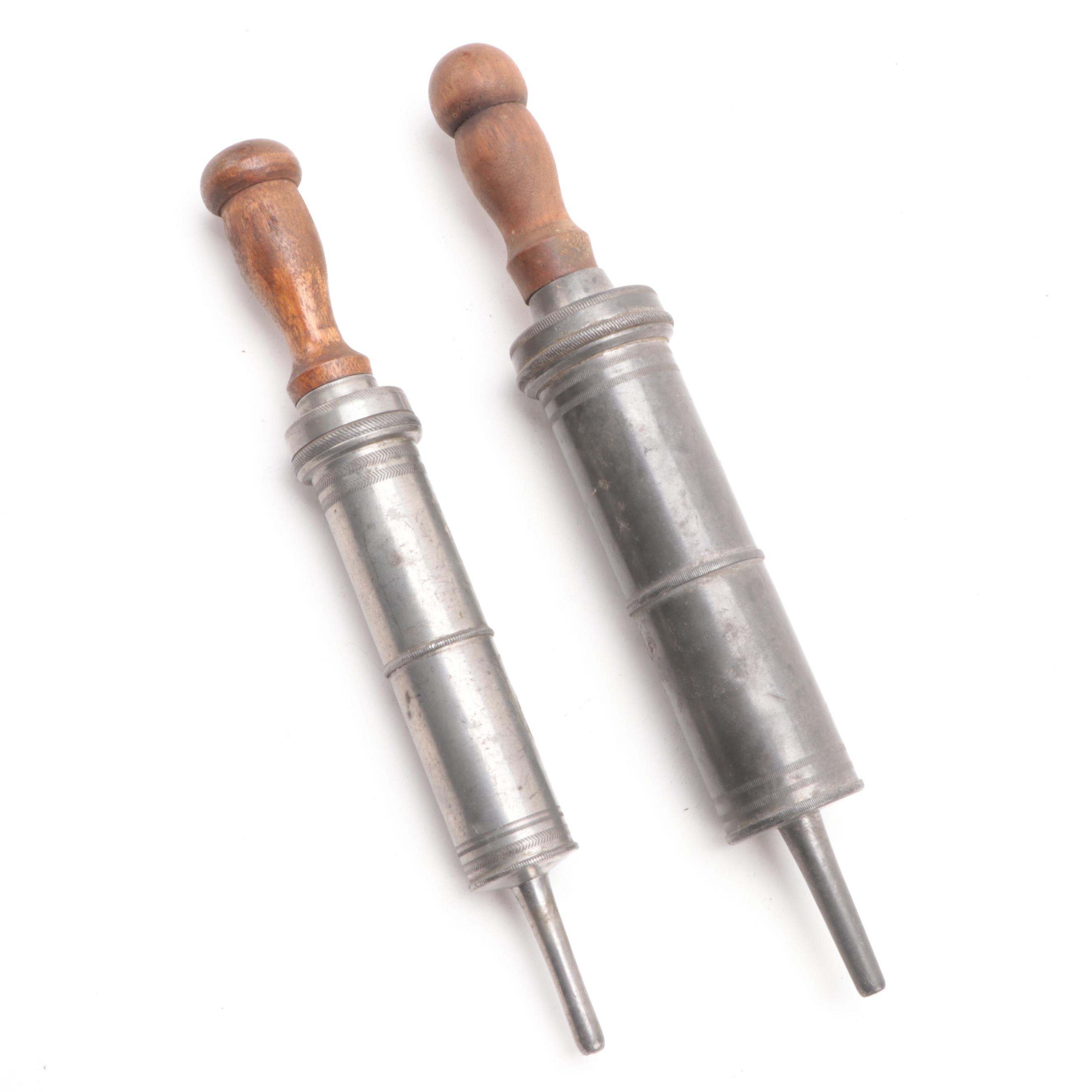 James Dixon and Son Pewter Creamer and Sugar with Other Pewter Kitchenware