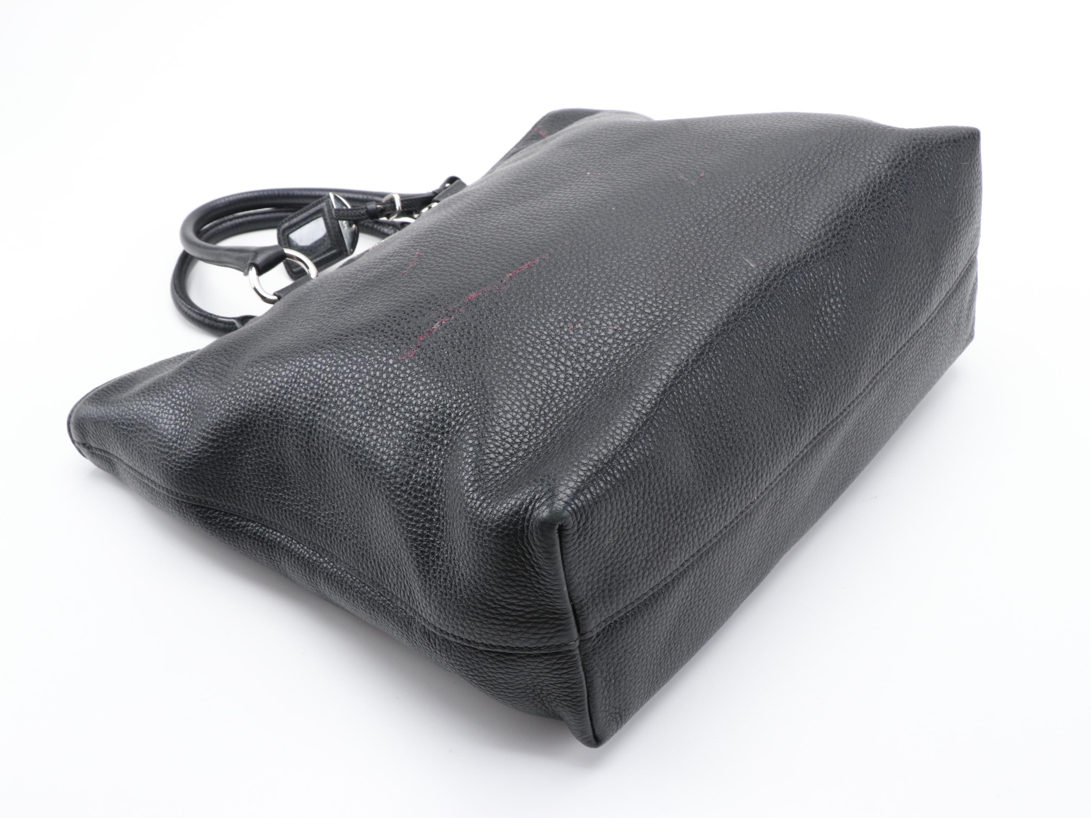 Prada Black Vitello Daino Leather Two-Way Tote