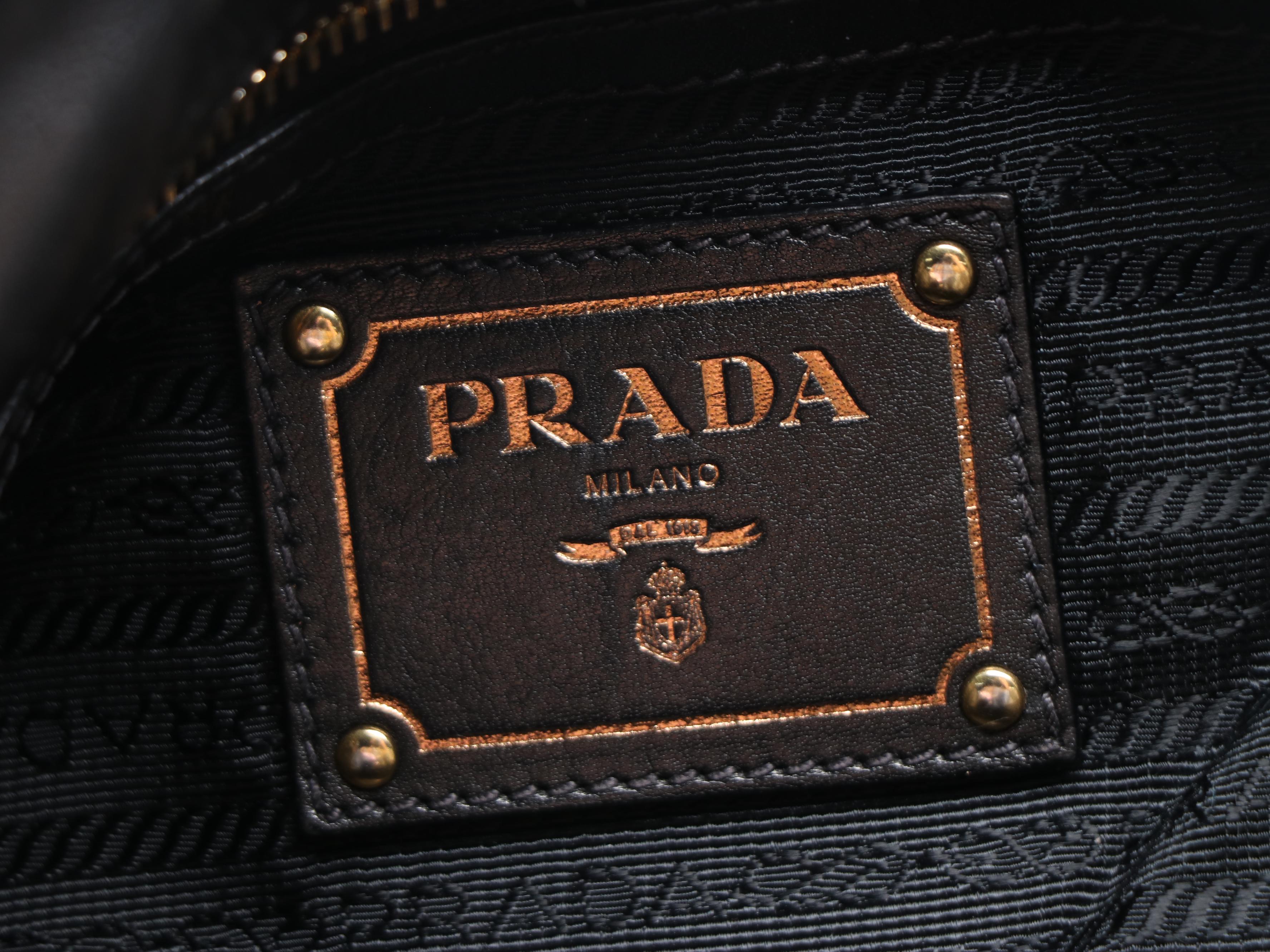 Prada Black Soft Calf Leather Gathered Hobo Bag