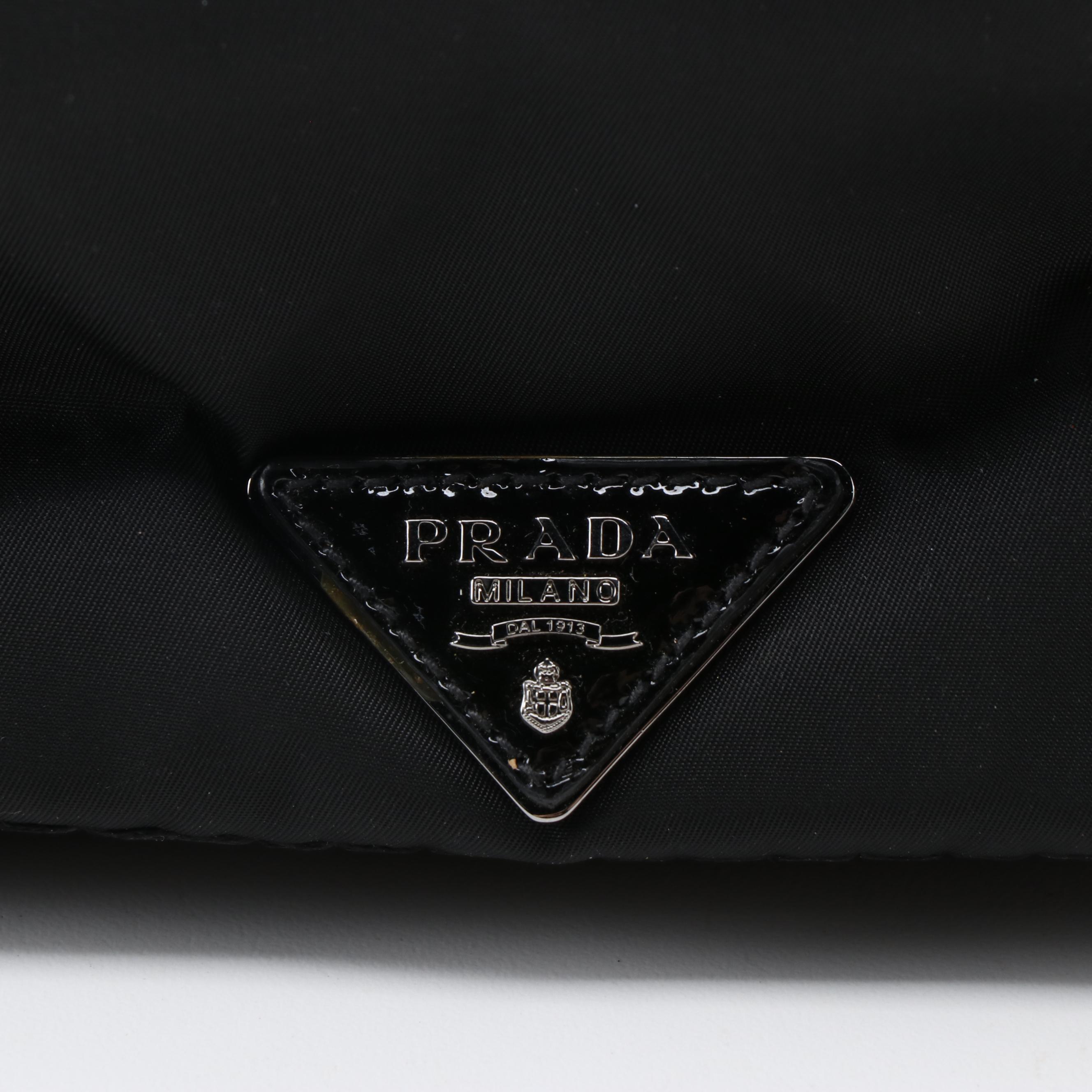 Prada Vernice Black Tessuto Nylon and Patent Leather Shoulder Bag