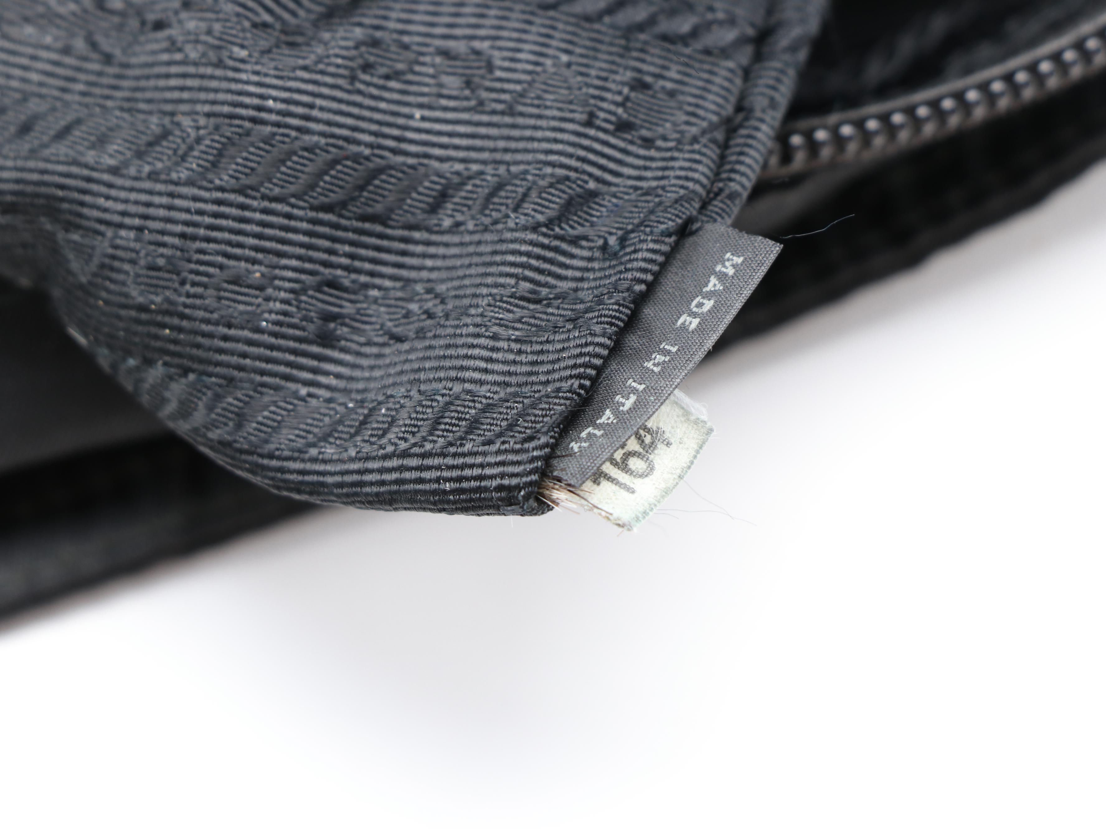 Prada Black Tessuto Nylon Front Flap Bag with Leather Trim