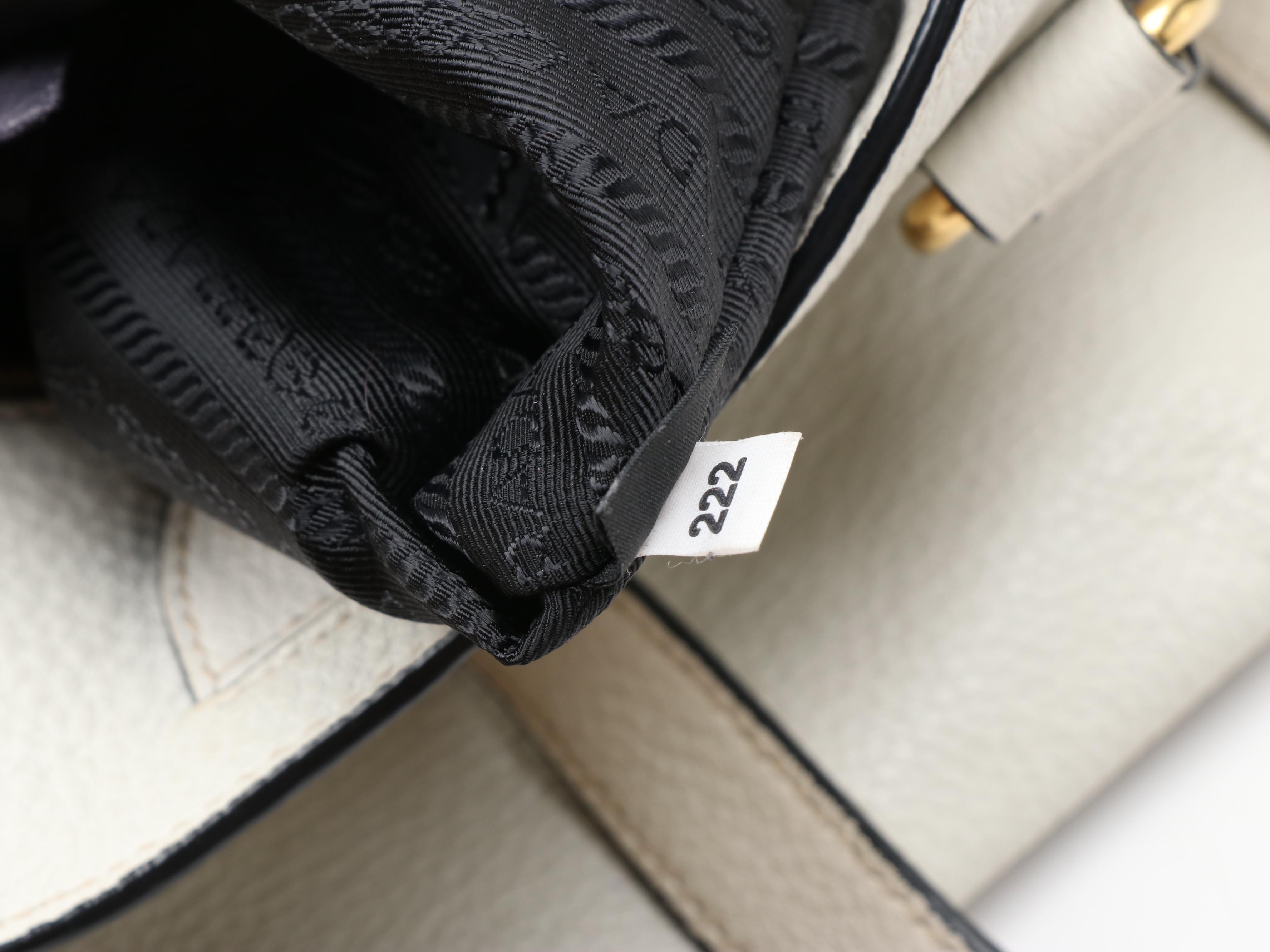 Prada Phenix Talco White Vitello Leather Shoulder Tote