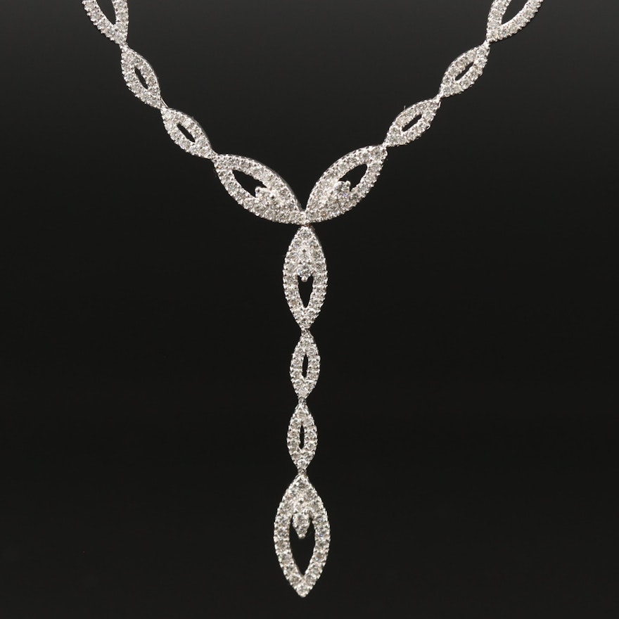 14K 2.89 CTW Diamond Marquise Link Necklace