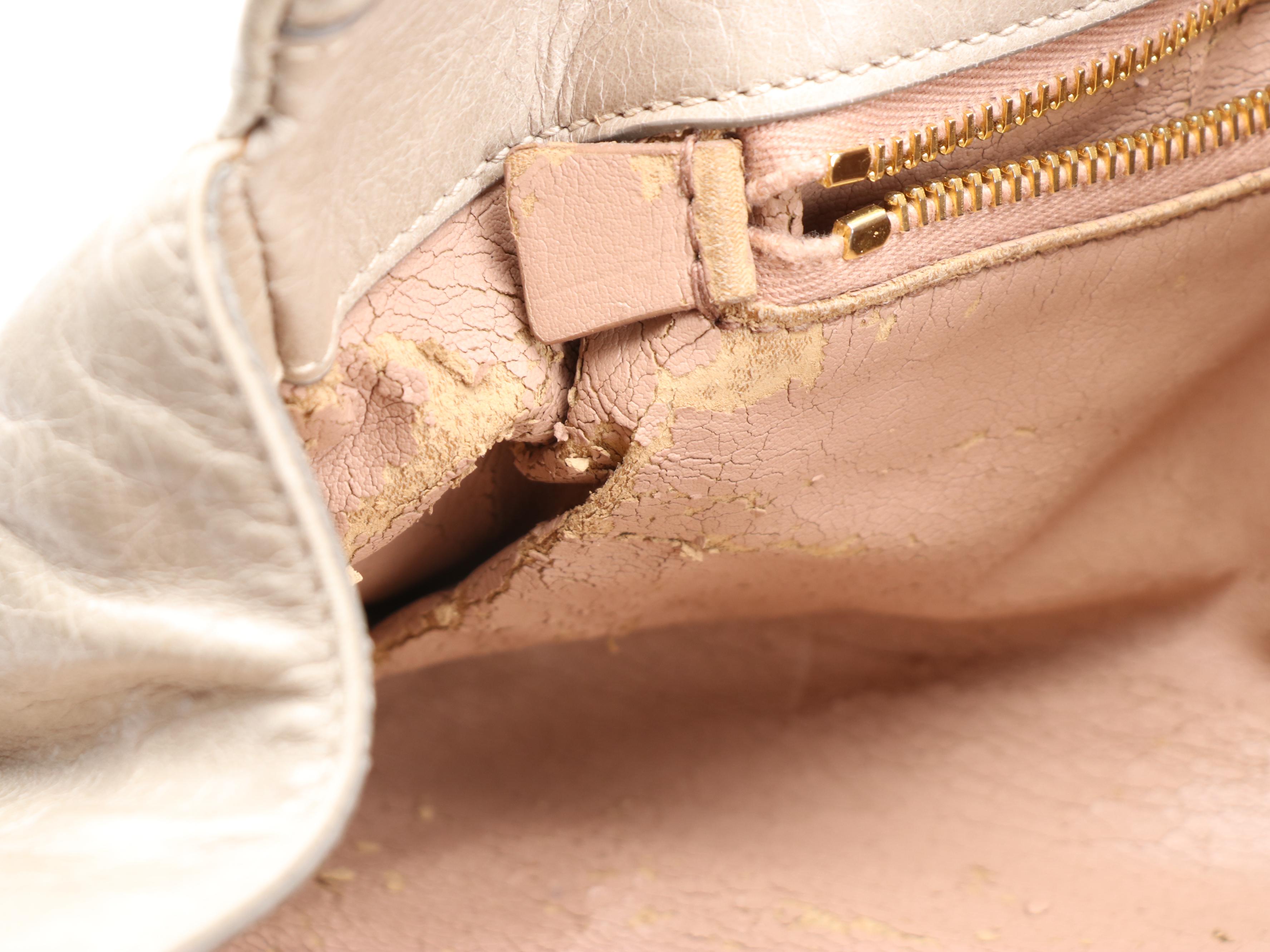 Prada Taupe Vitello Leather Two-Way Buckle Tote