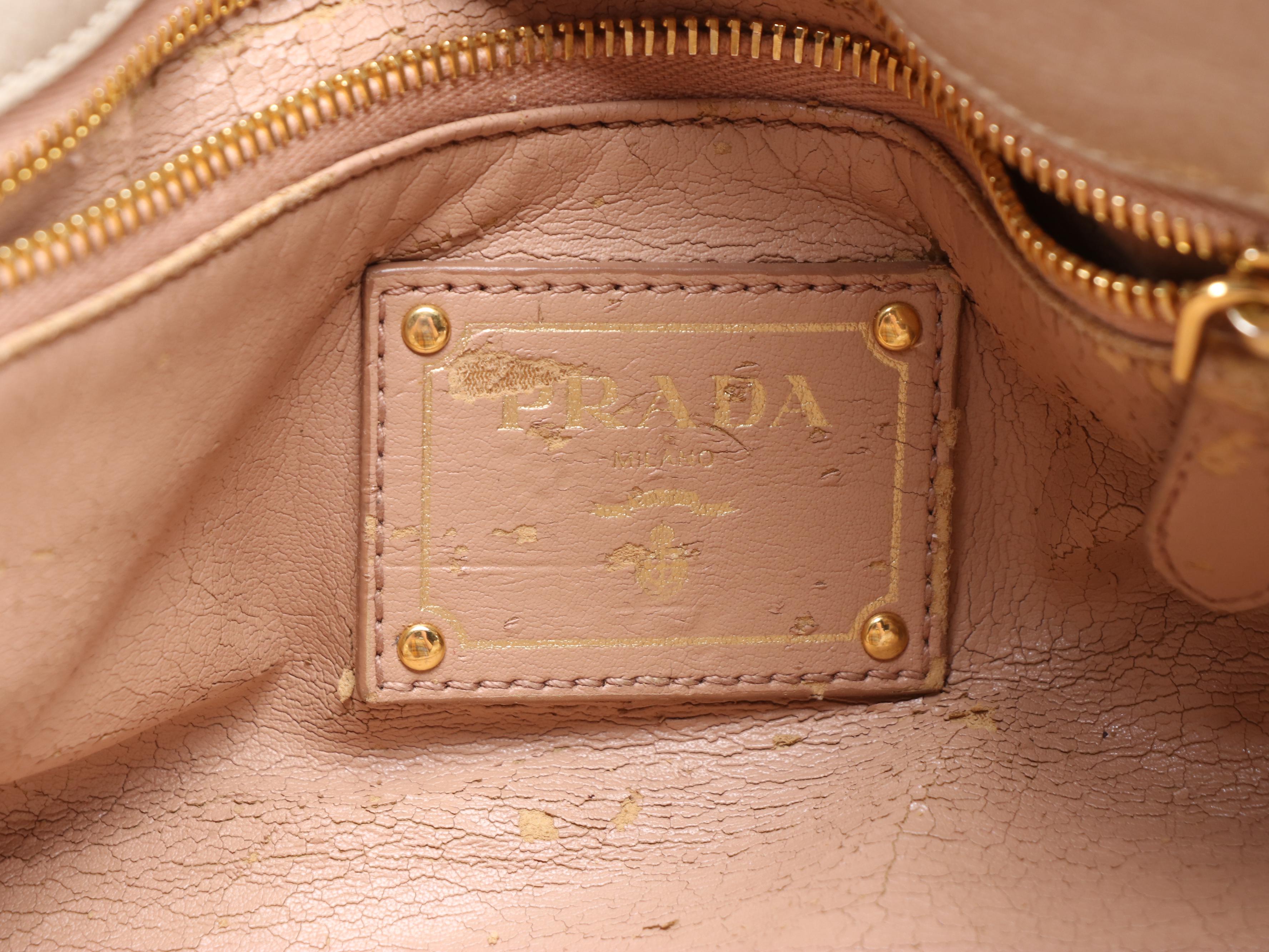 Prada Taupe Vitello Leather Two-Way Buckle Tote