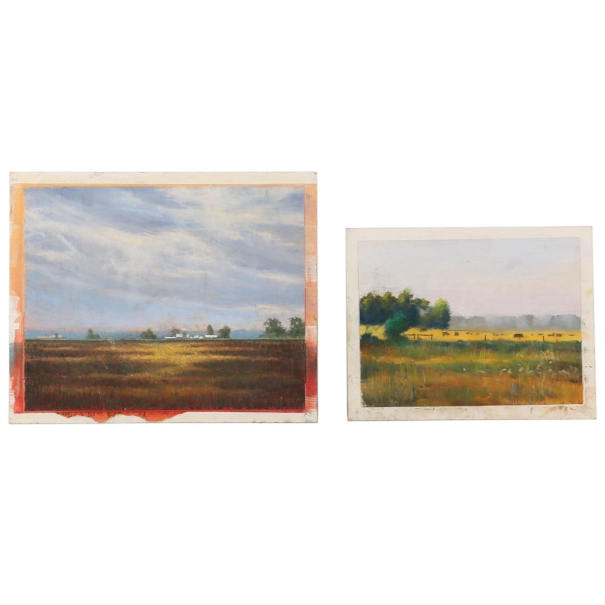 Marcus Brewer Pastel Drawings of Farmland