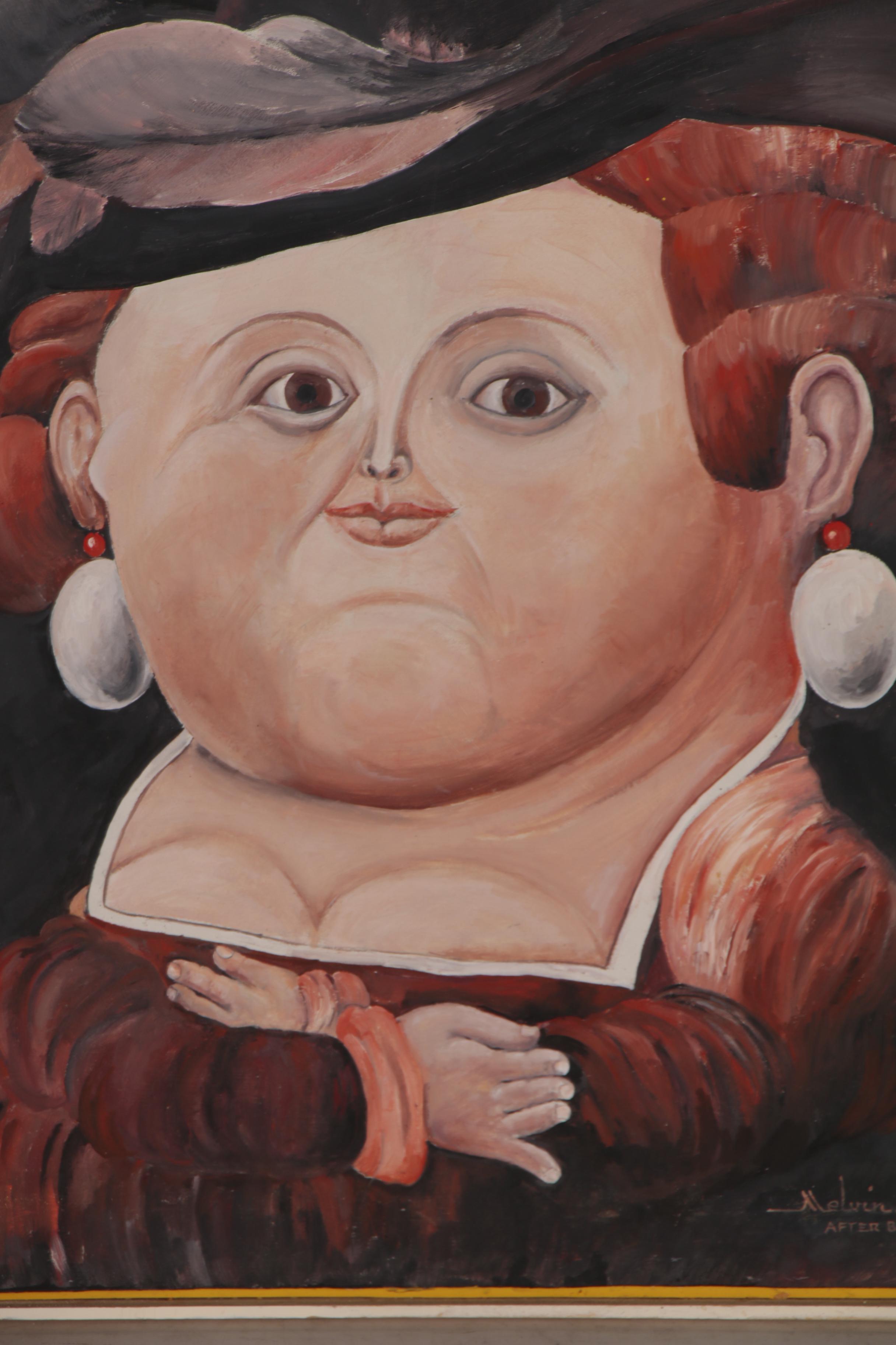 Melvin Morris Oil Painting after Fernando Botero "Madame Rubens"