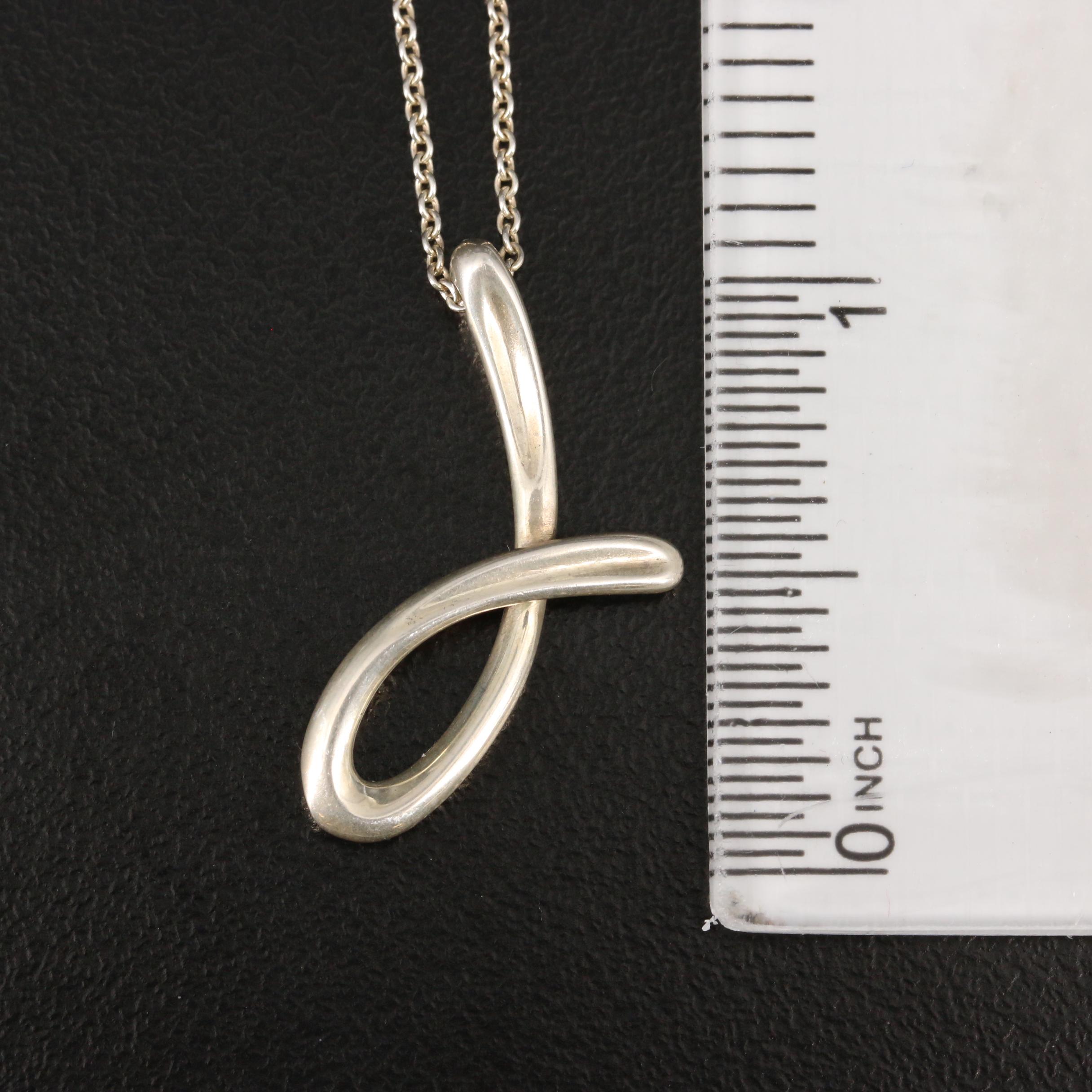 Elsa Peretti for Tiffany & Co. Sterling Silver Monogram "J" Necklace
