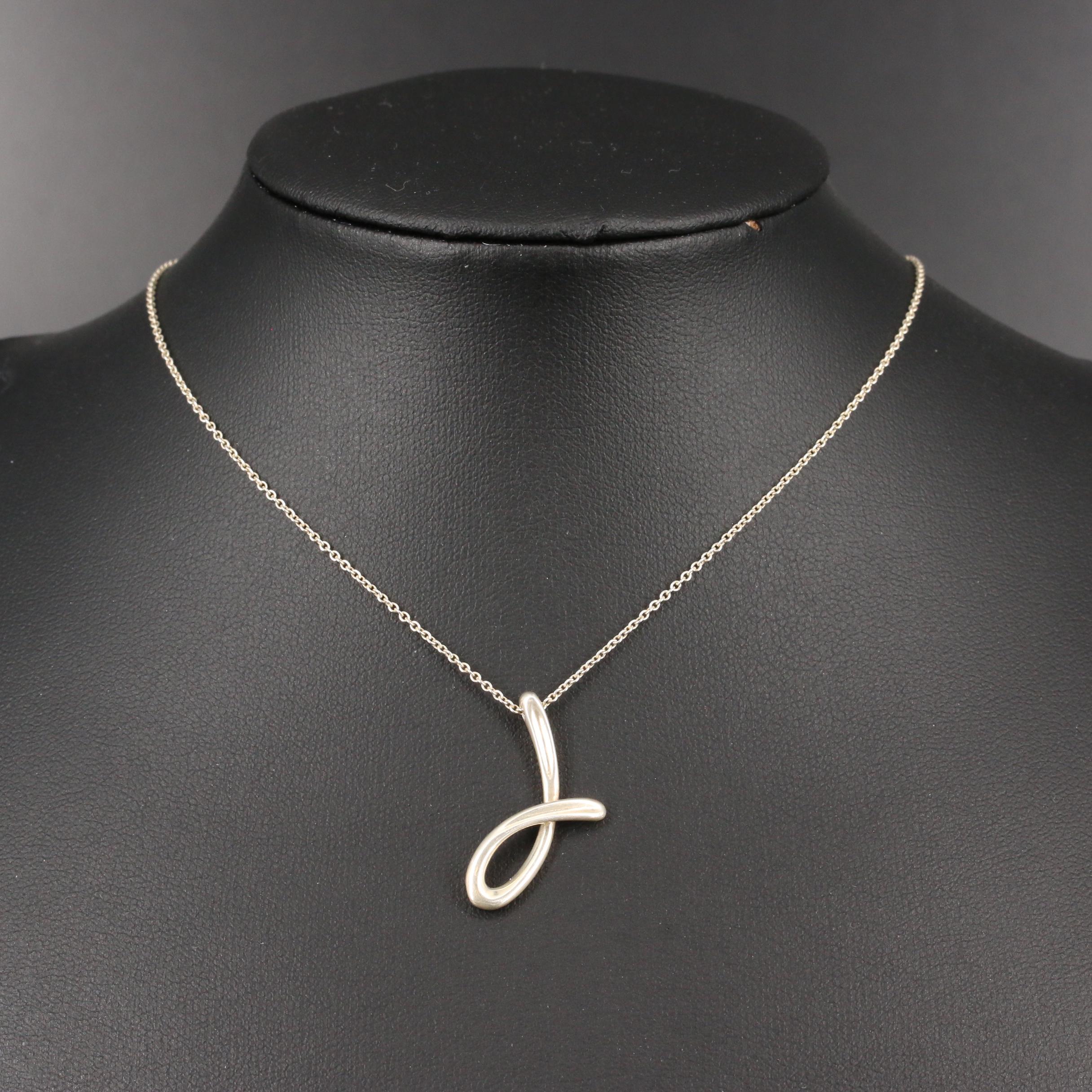 Elsa Peretti for Tiffany & Co. Sterling Silver Monogram "J" Necklace
